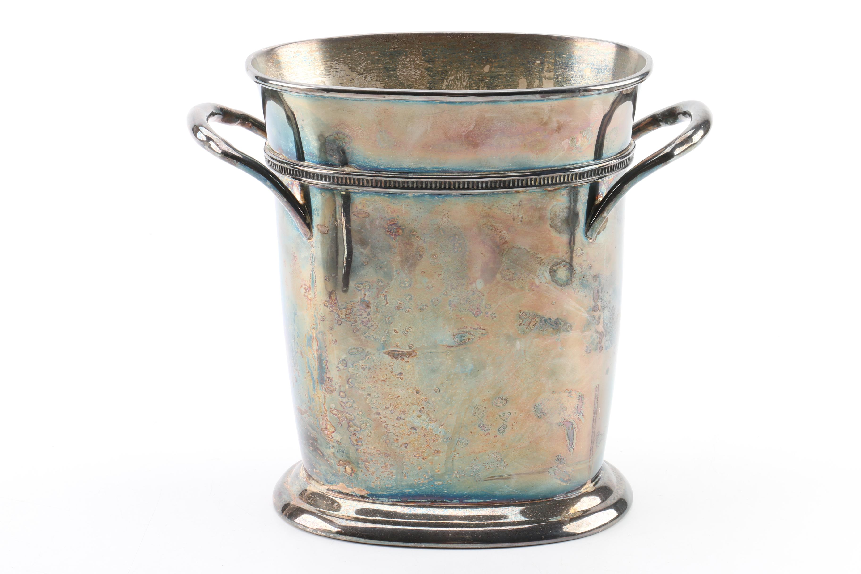 Pottery Barn and Silver Plate Ice Buckets