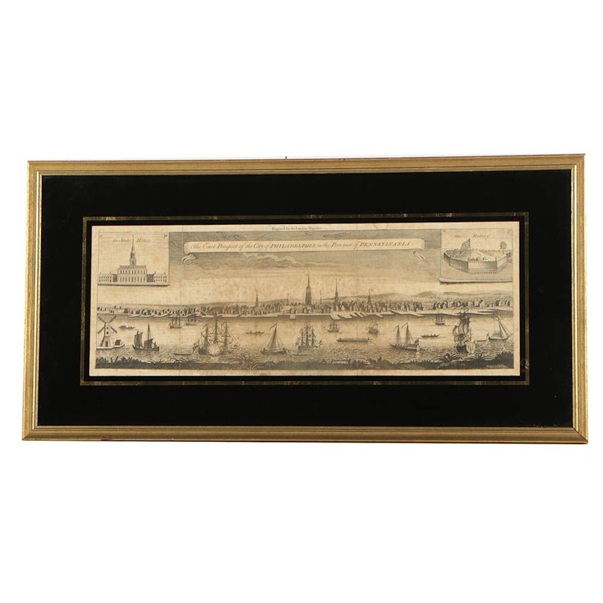 Framed Etching "The East Prospect of the City of Philadelphia"