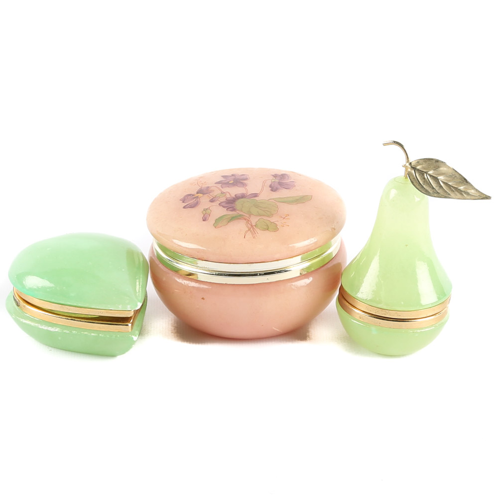 Vintage Alabaster Vanity Boxes