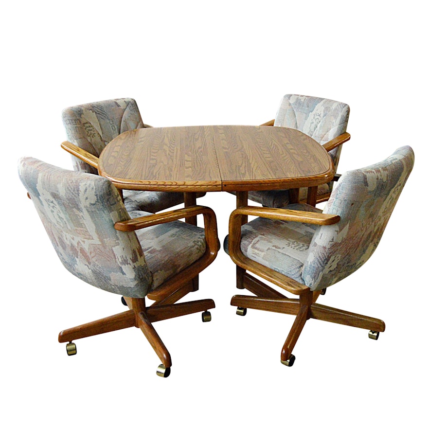 1980s Oak Dinette Set with Four Chairs