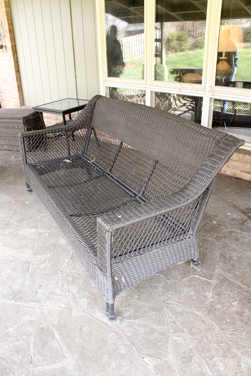 Resin Wicker Patio Sofa and Side Tables with Outdoor Covers