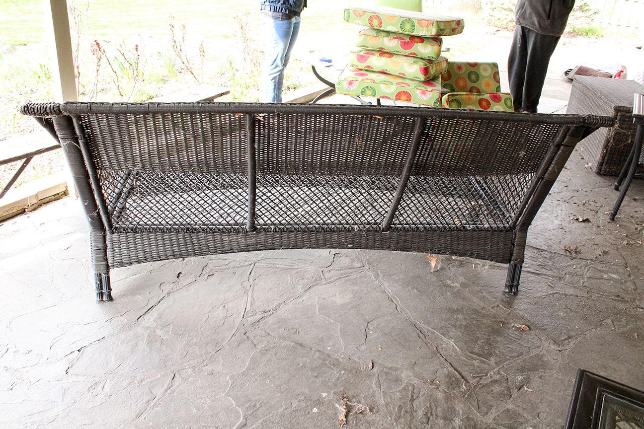 Resin Wicker Patio Sofa and Side Tables with Outdoor Covers