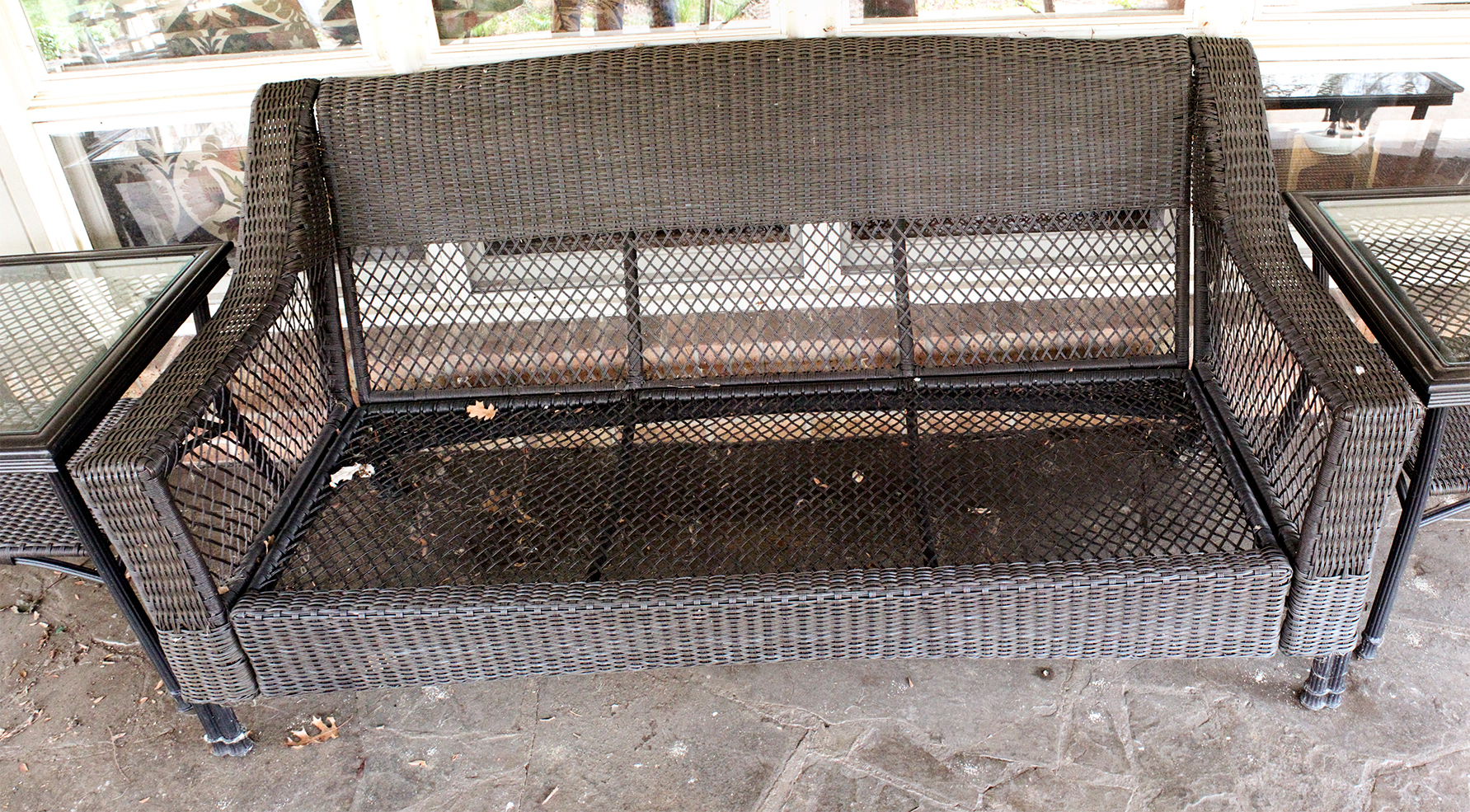 Resin Wicker Patio Sofa and Side Tables with Outdoor Covers