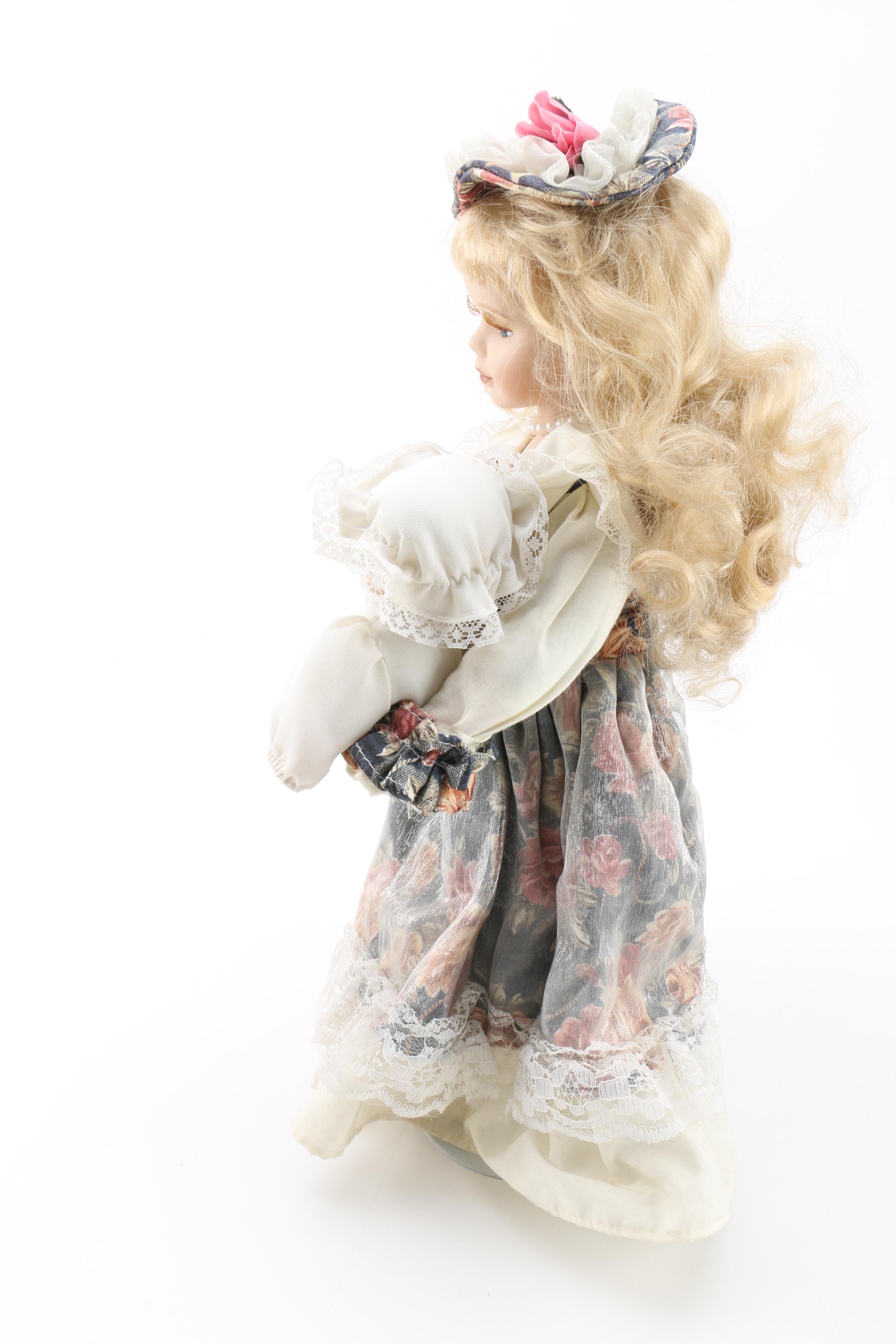 Vintage Porcelain Doll with Sleeping Baby