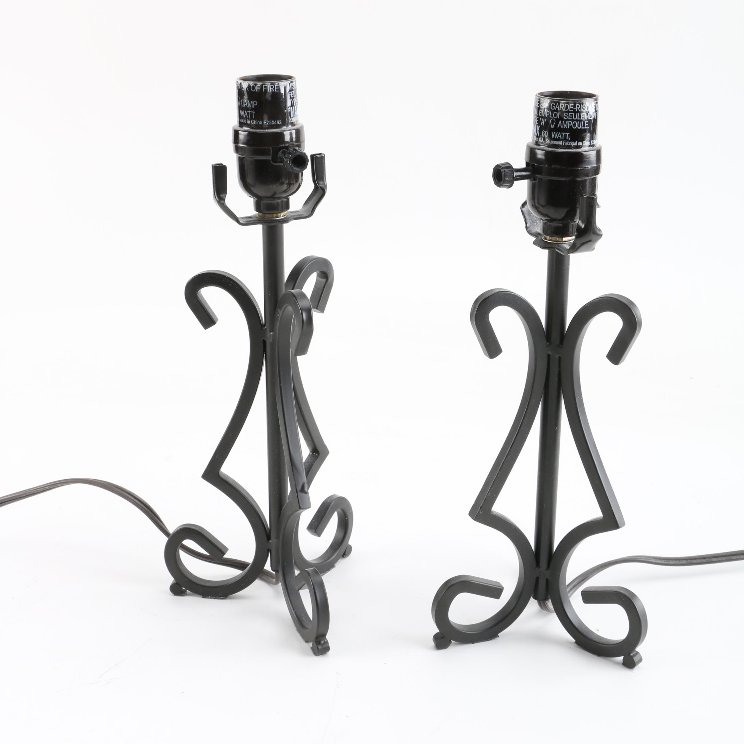 Pair of Black Metal Accent Lamps