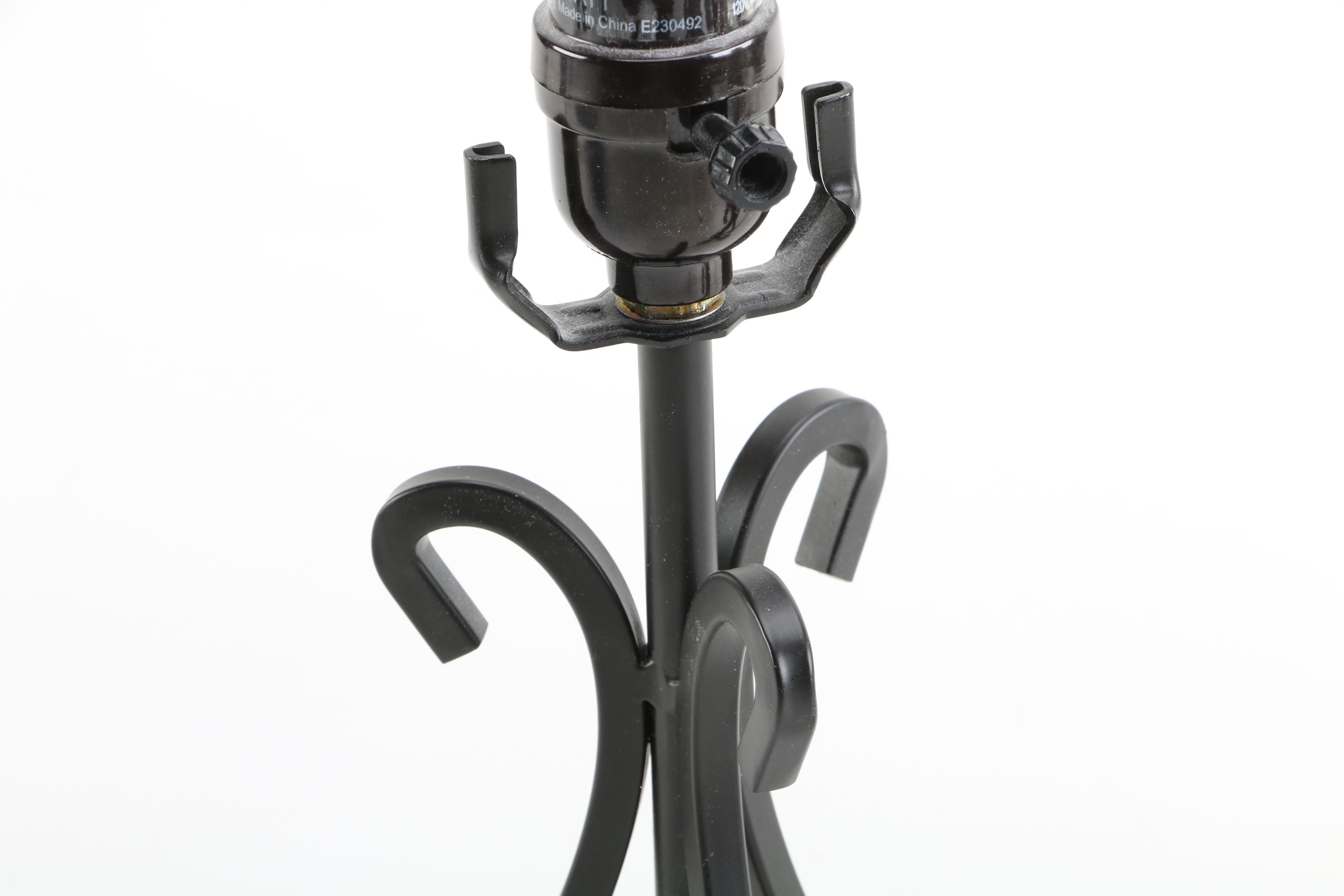 Pair of Black Metal Accent Lamps