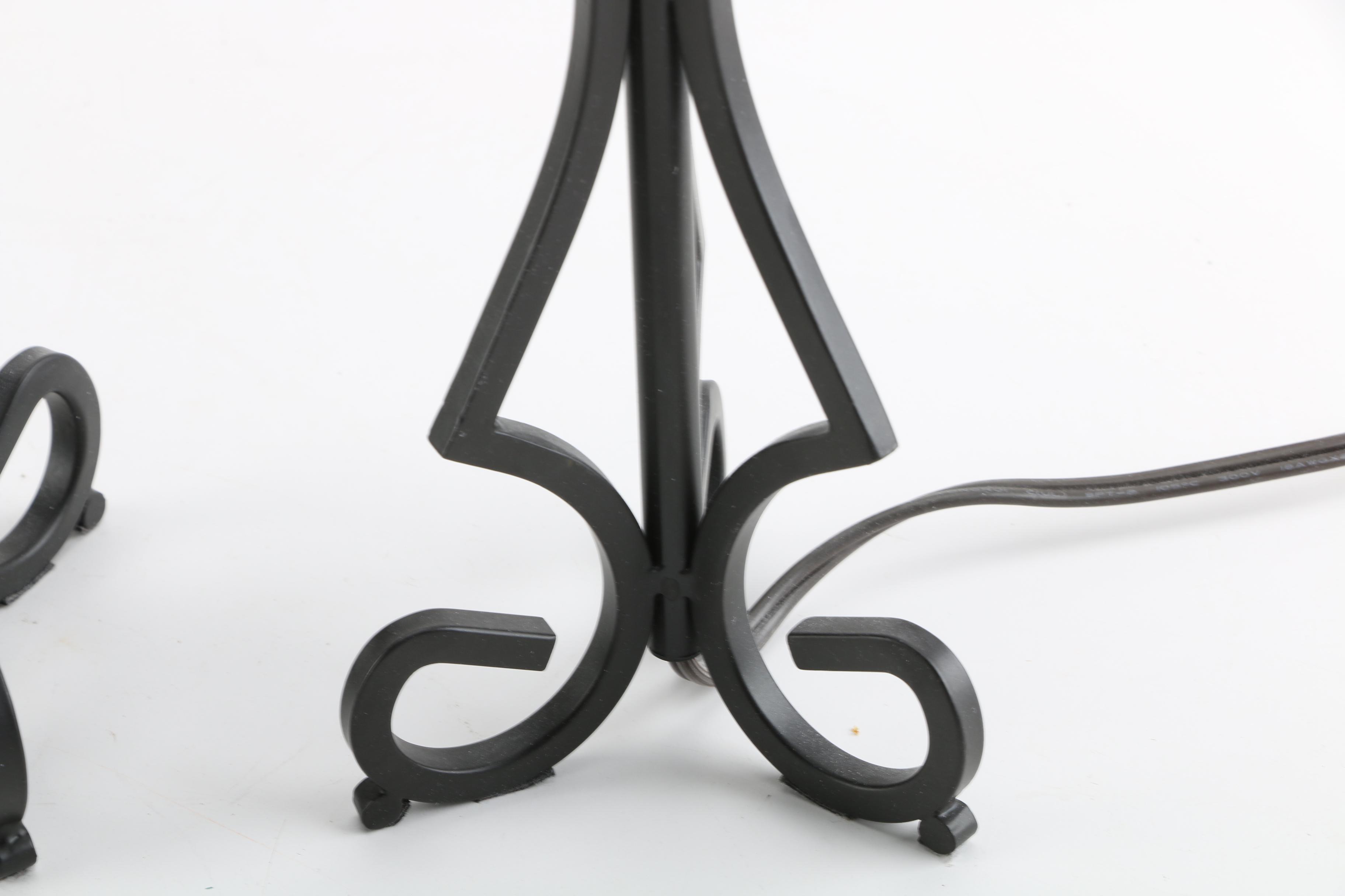 Pair of Black Metal Accent Lamps