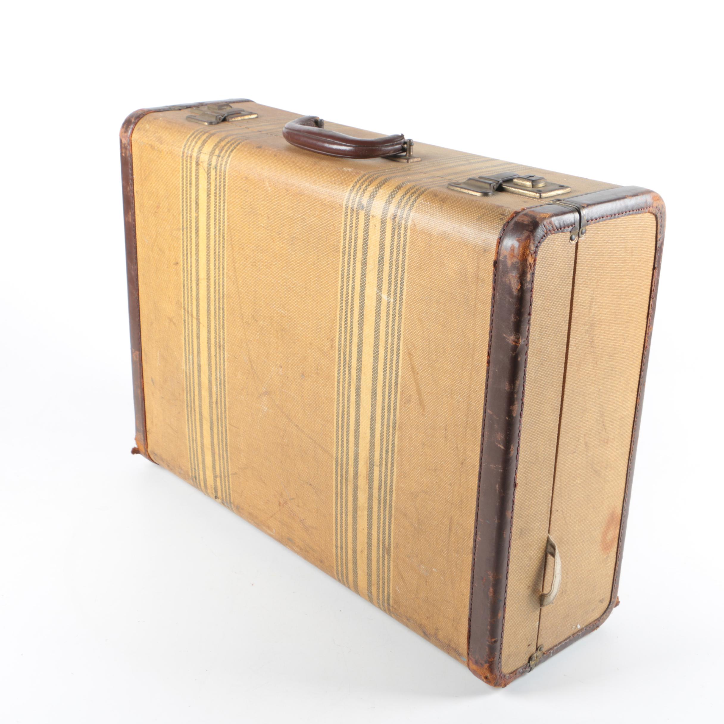 Vintage Coated Canvas and Leather Pullman Case