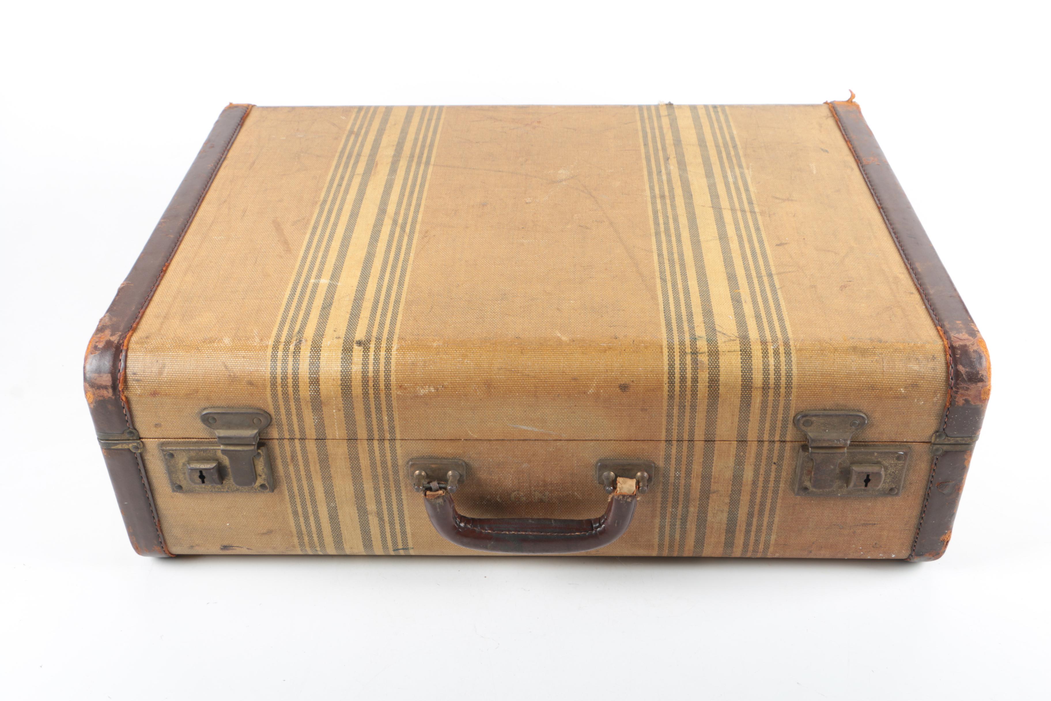 Vintage Coated Canvas and Leather Pullman Case