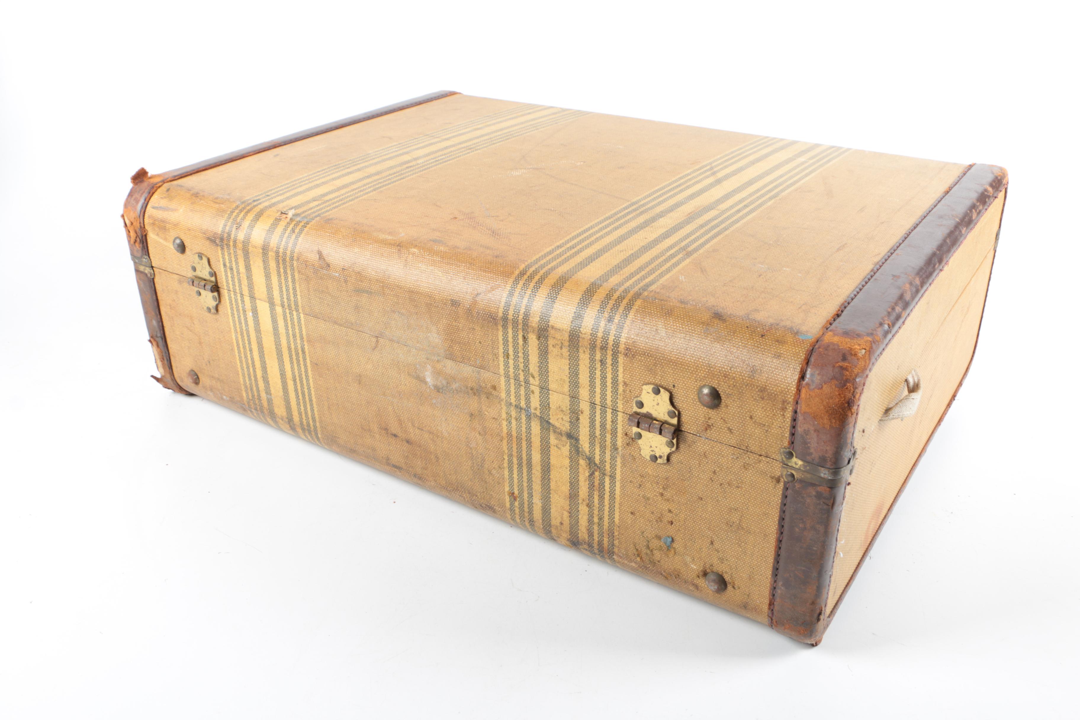 Vintage Coated Canvas and Leather Pullman Case