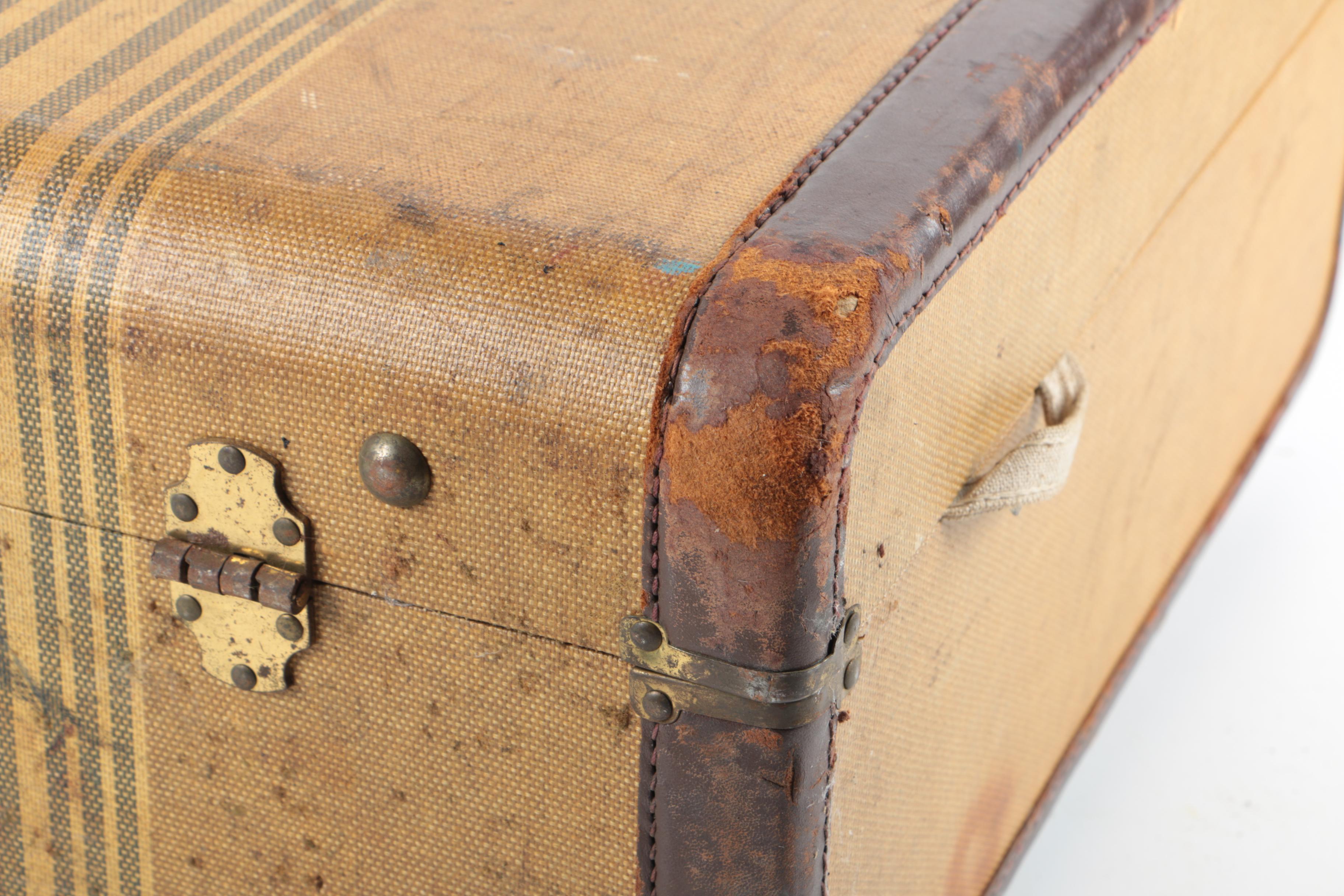 Vintage Coated Canvas and Leather Pullman Case