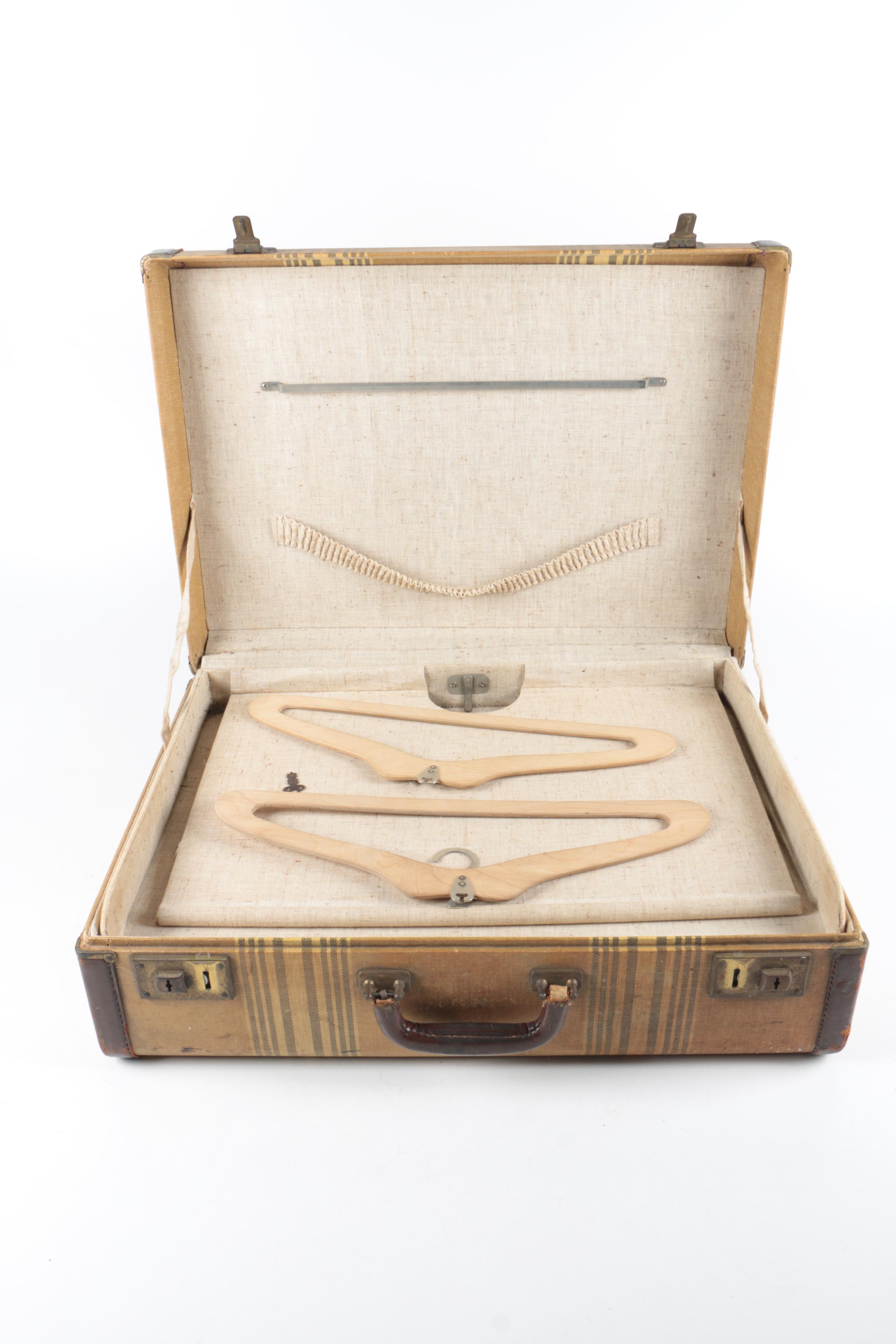 Vintage Coated Canvas and Leather Pullman Case