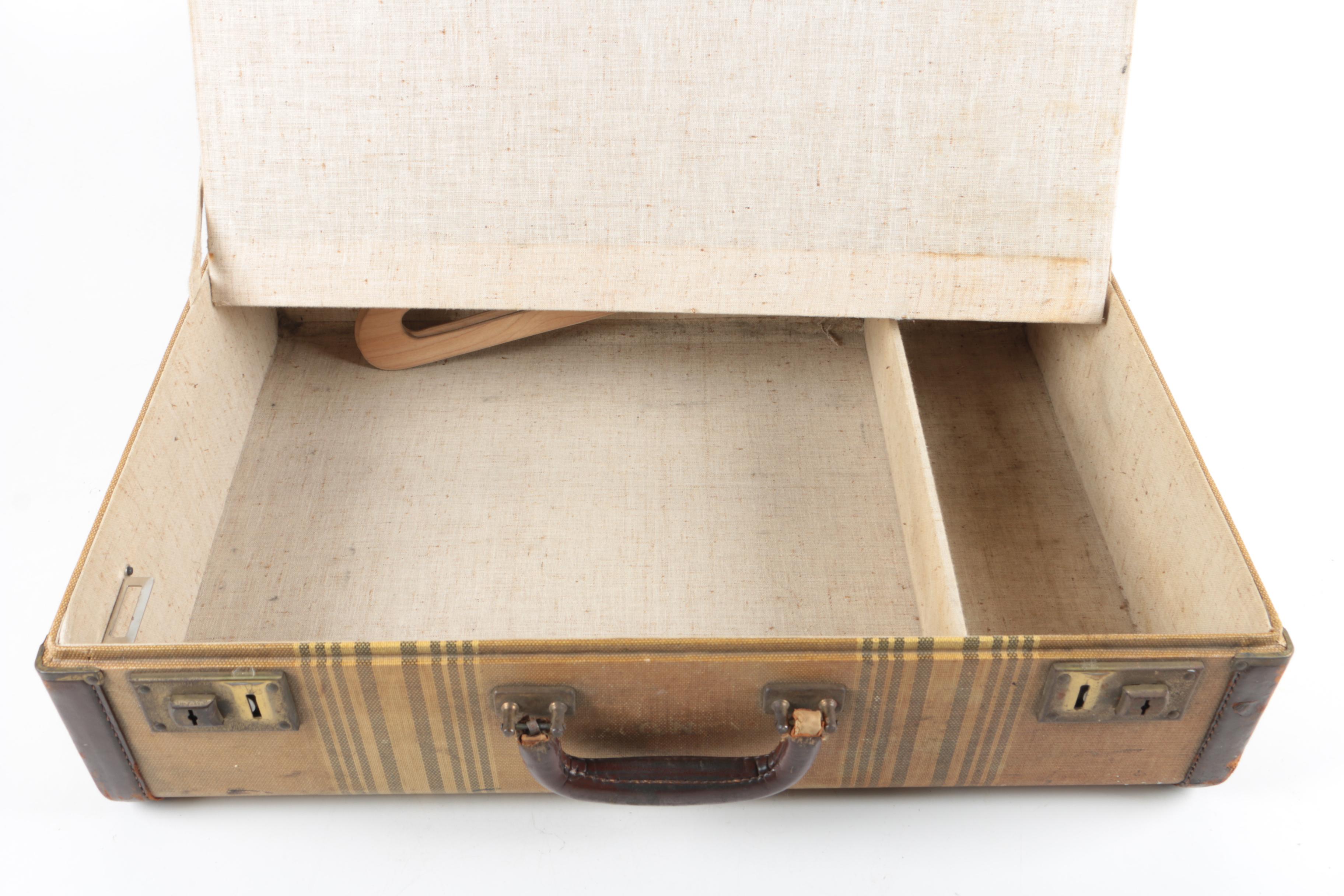 Vintage Coated Canvas and Leather Pullman Case