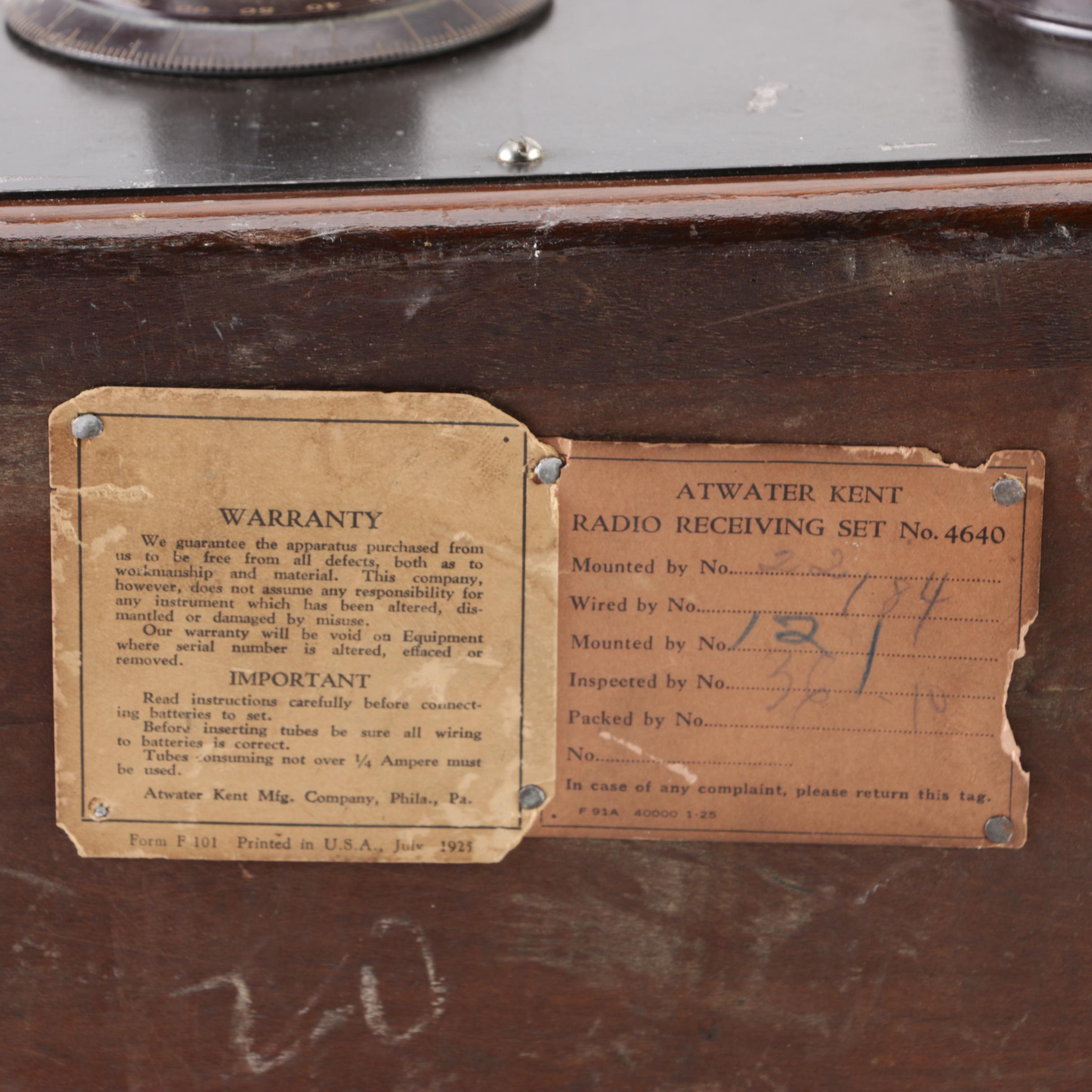 Atwater Kent "Big Box" Broadcast Receiver 4640 Model 20