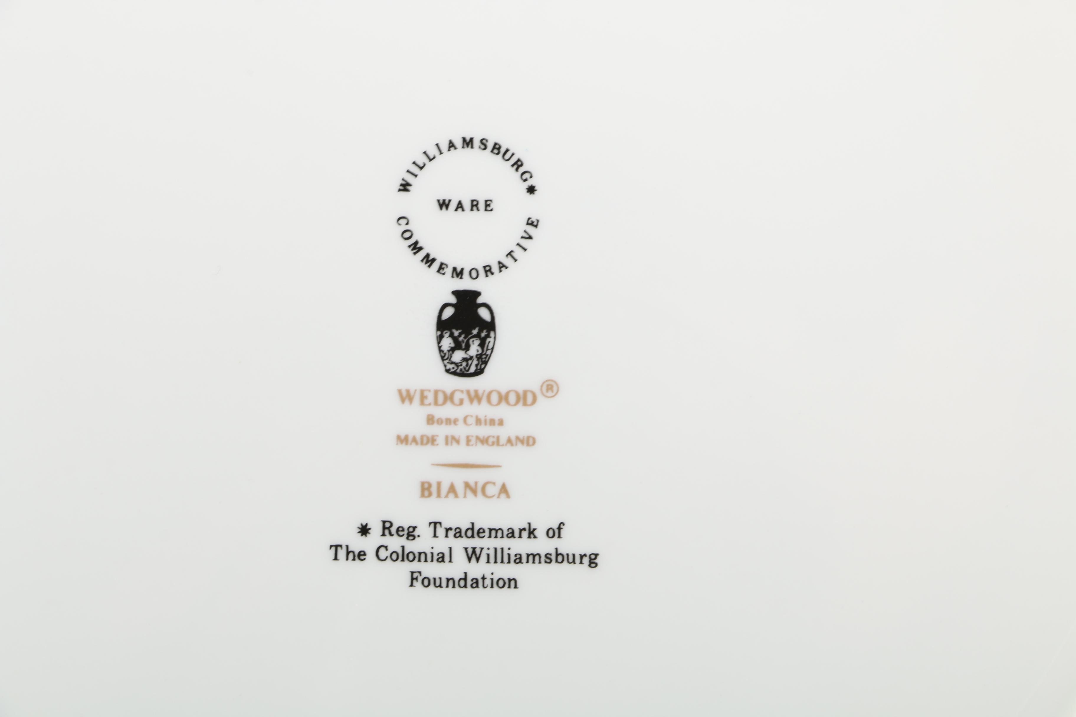 Wedgwood Williamsburg "Bianca" Tableware
