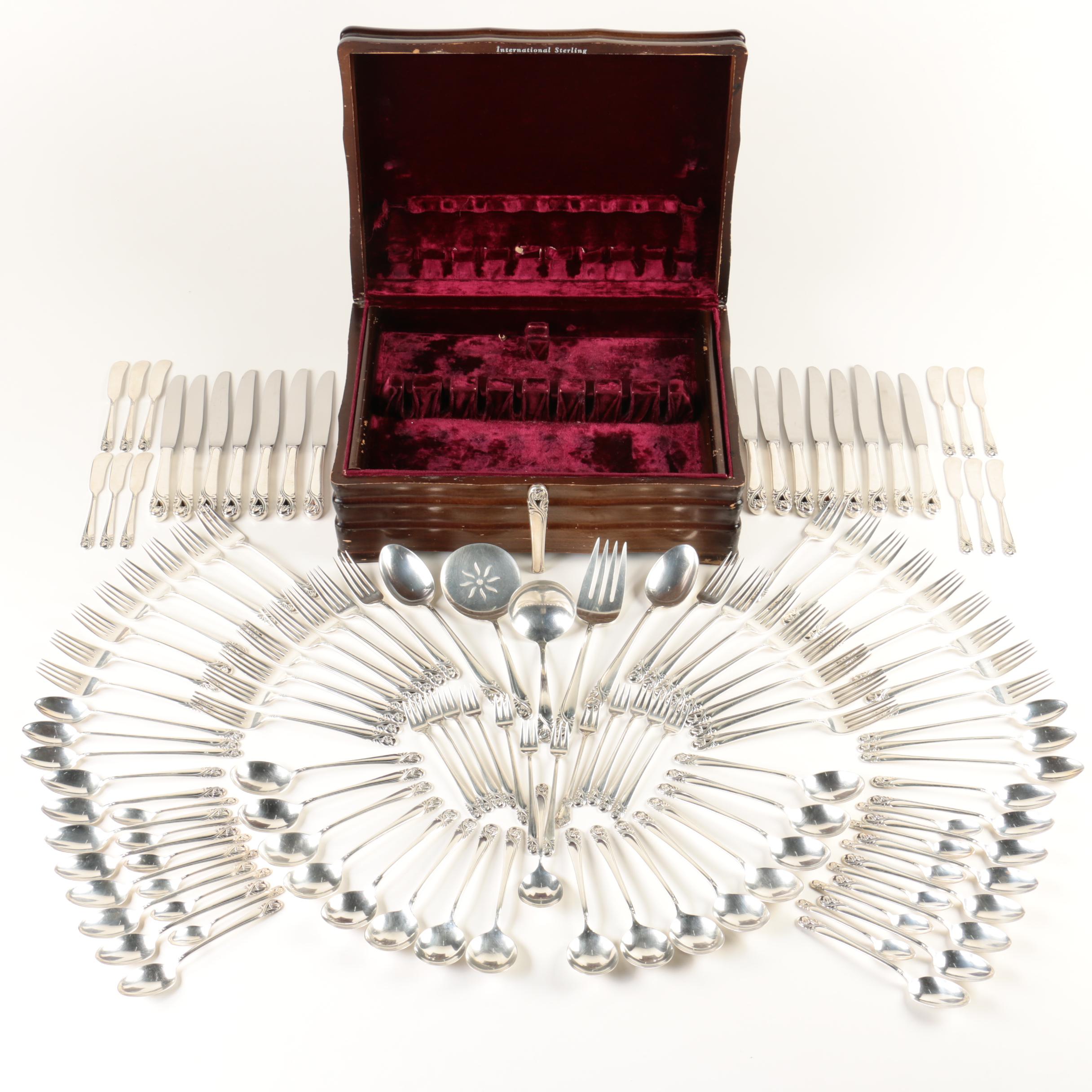 International Silver Co. "Spring Glory" Sterling Silver Flatware Set