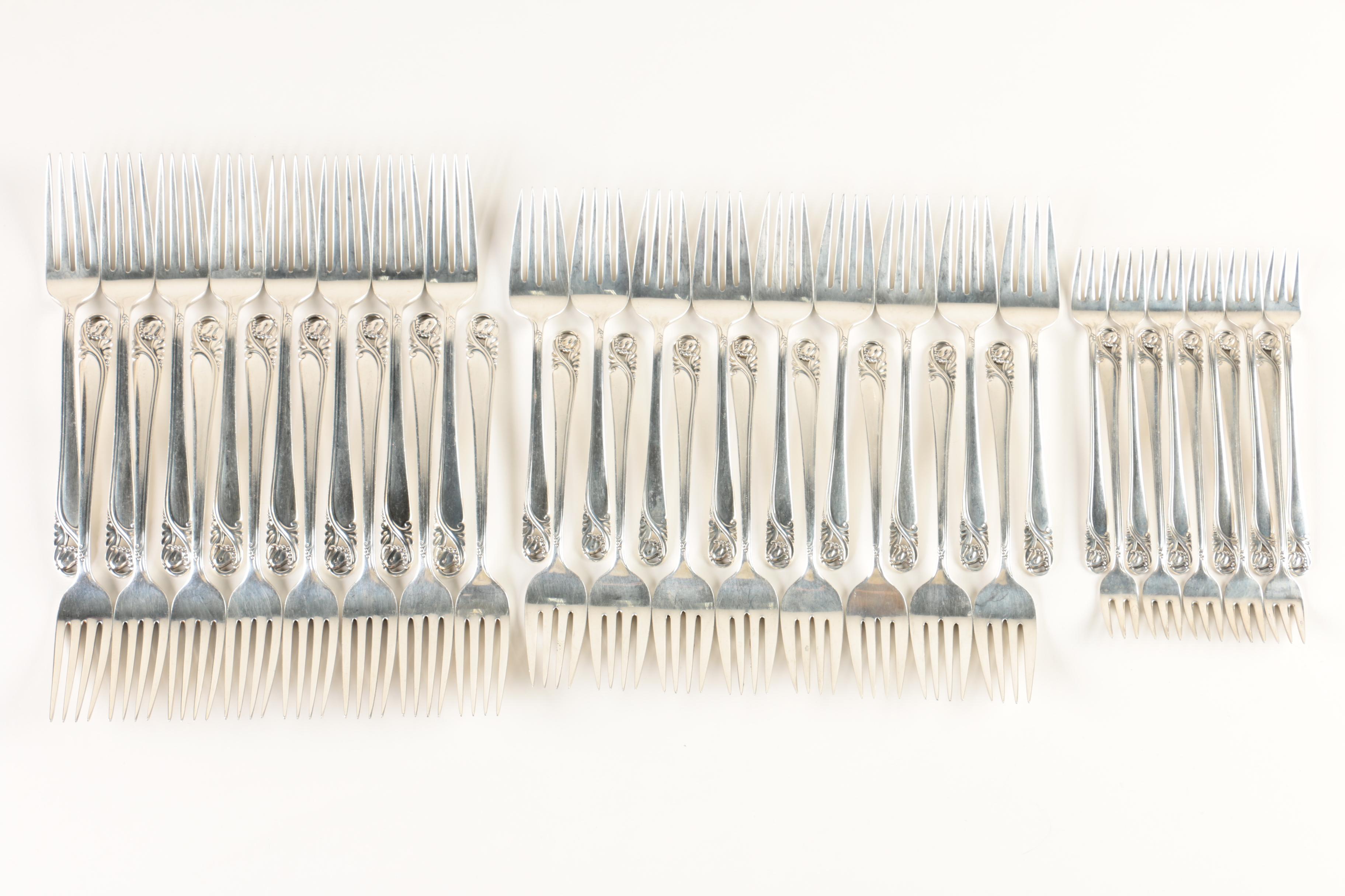 International Silver Co. "Spring Glory" Sterling Silver Flatware Set