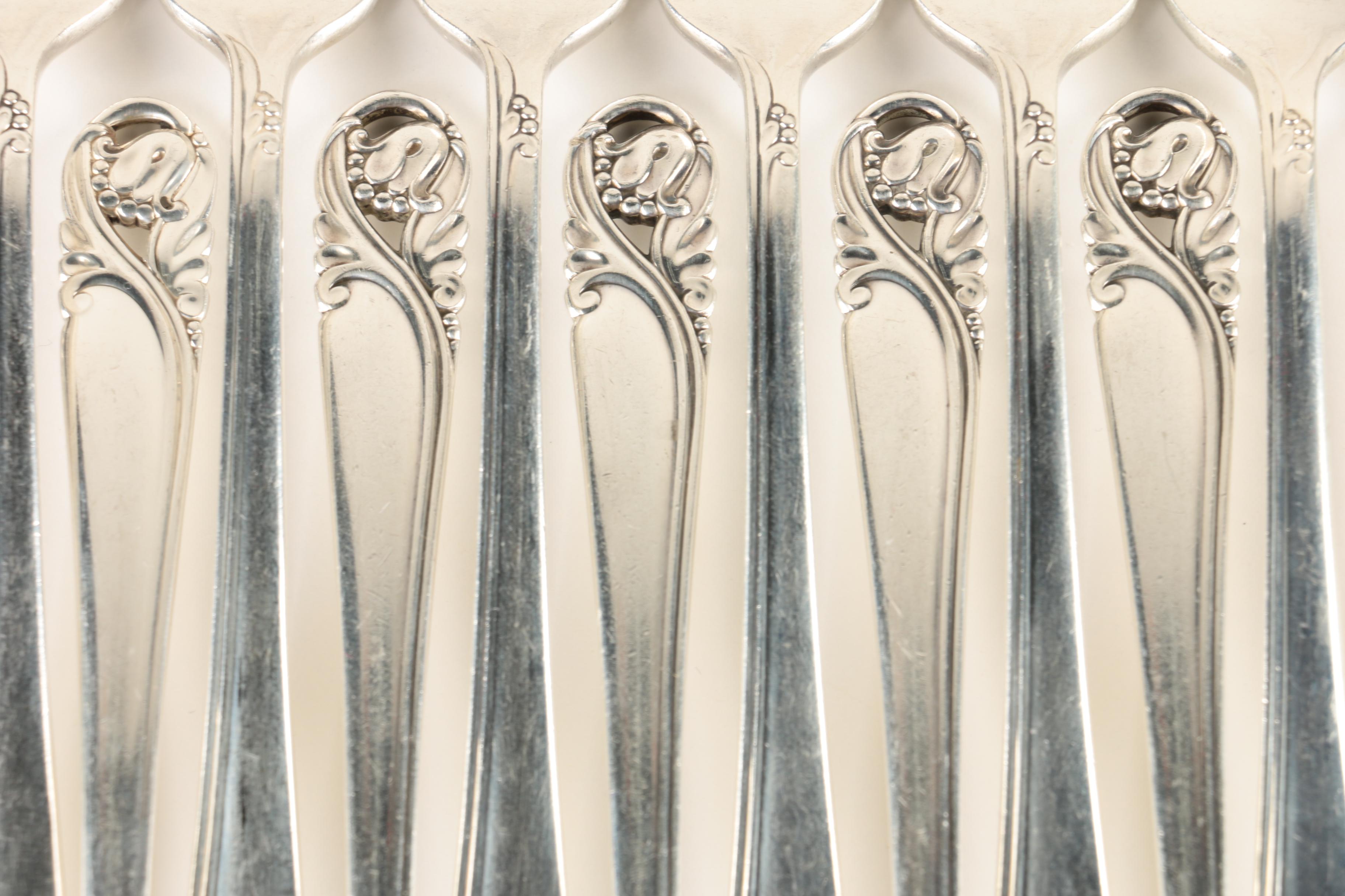 International Silver Co. "Spring Glory" Sterling Silver Flatware Set