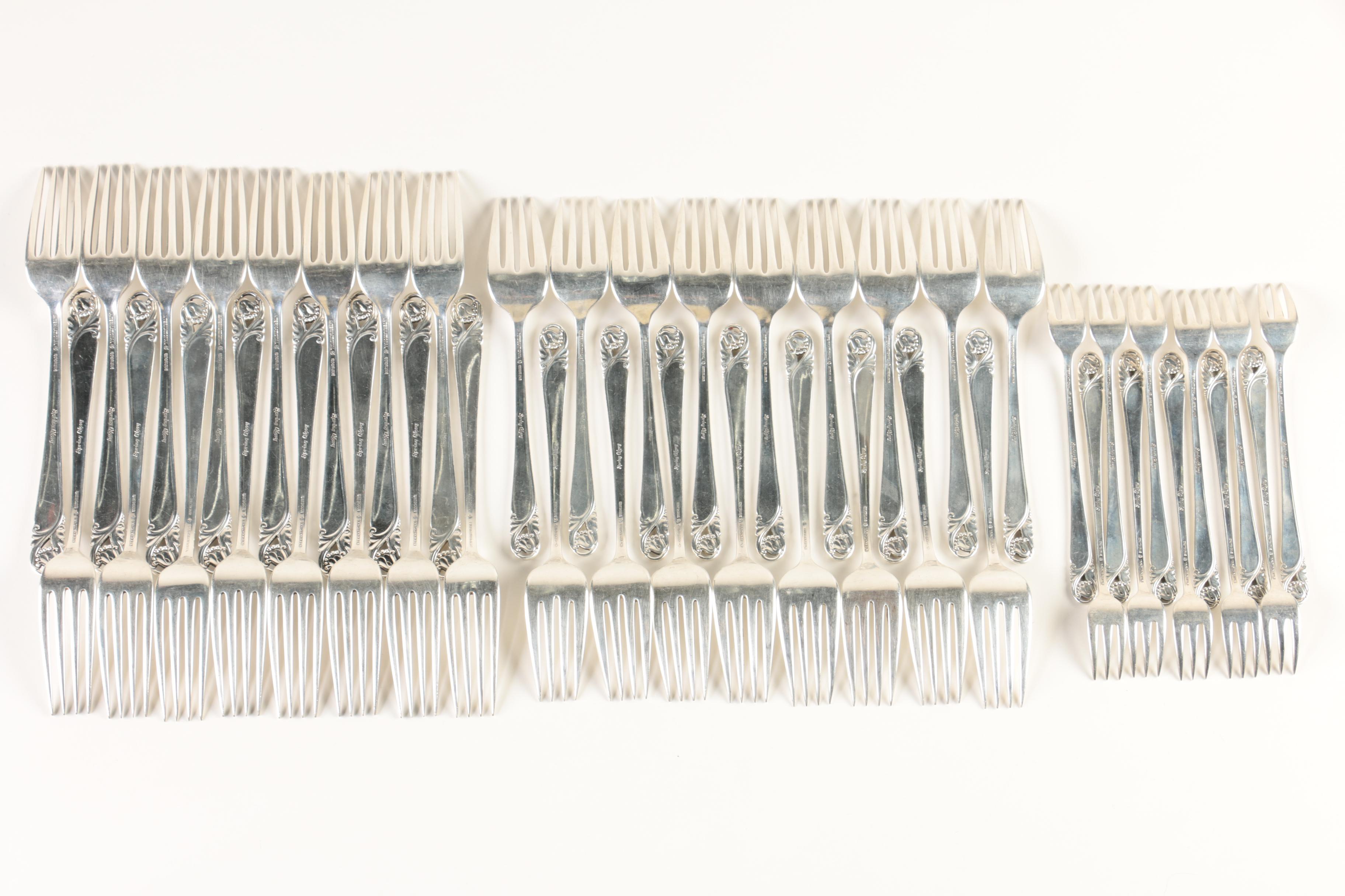 International Silver Co. "Spring Glory" Sterling Silver Flatware Set