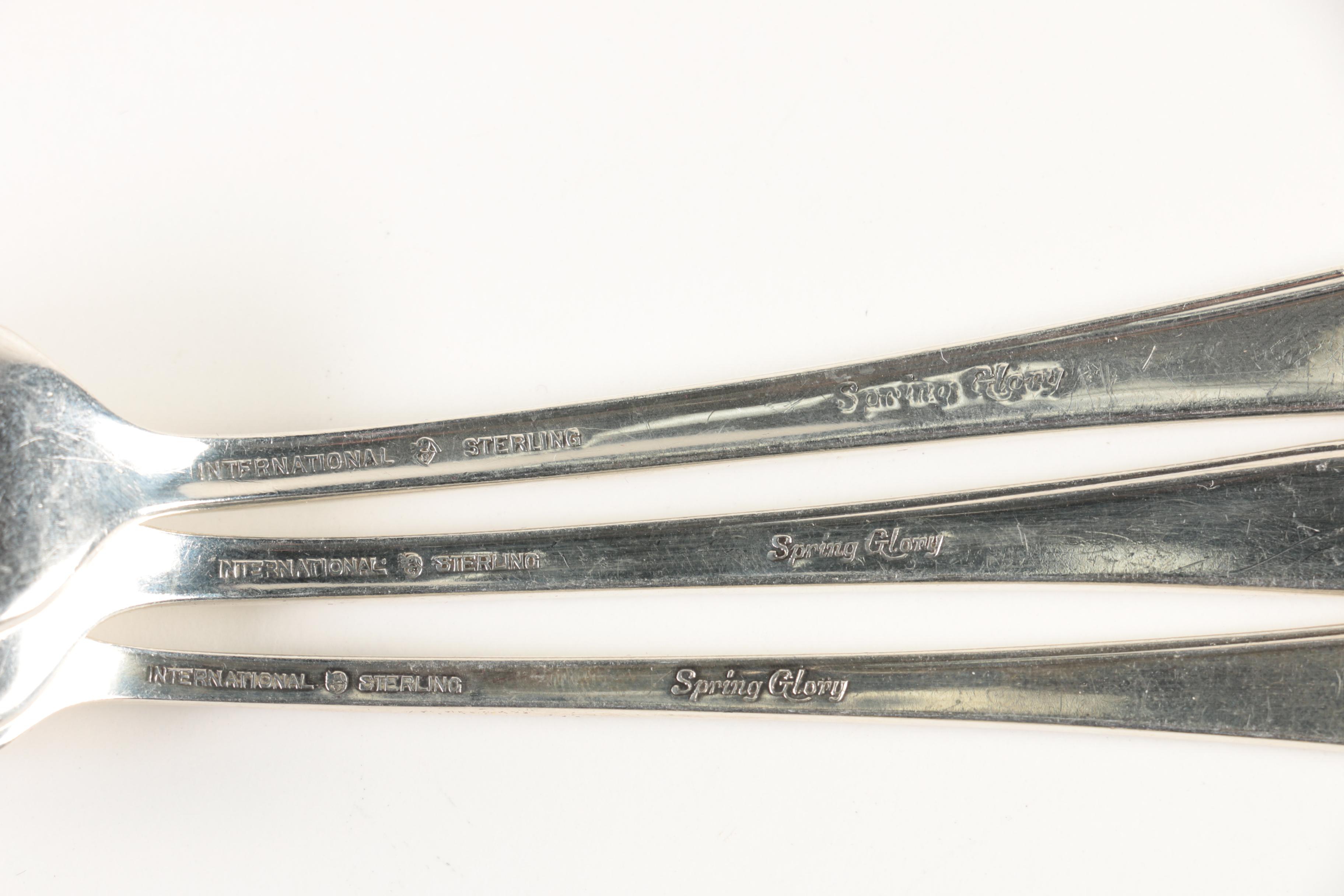 International Silver Co. "Spring Glory" Sterling Silver Flatware Set