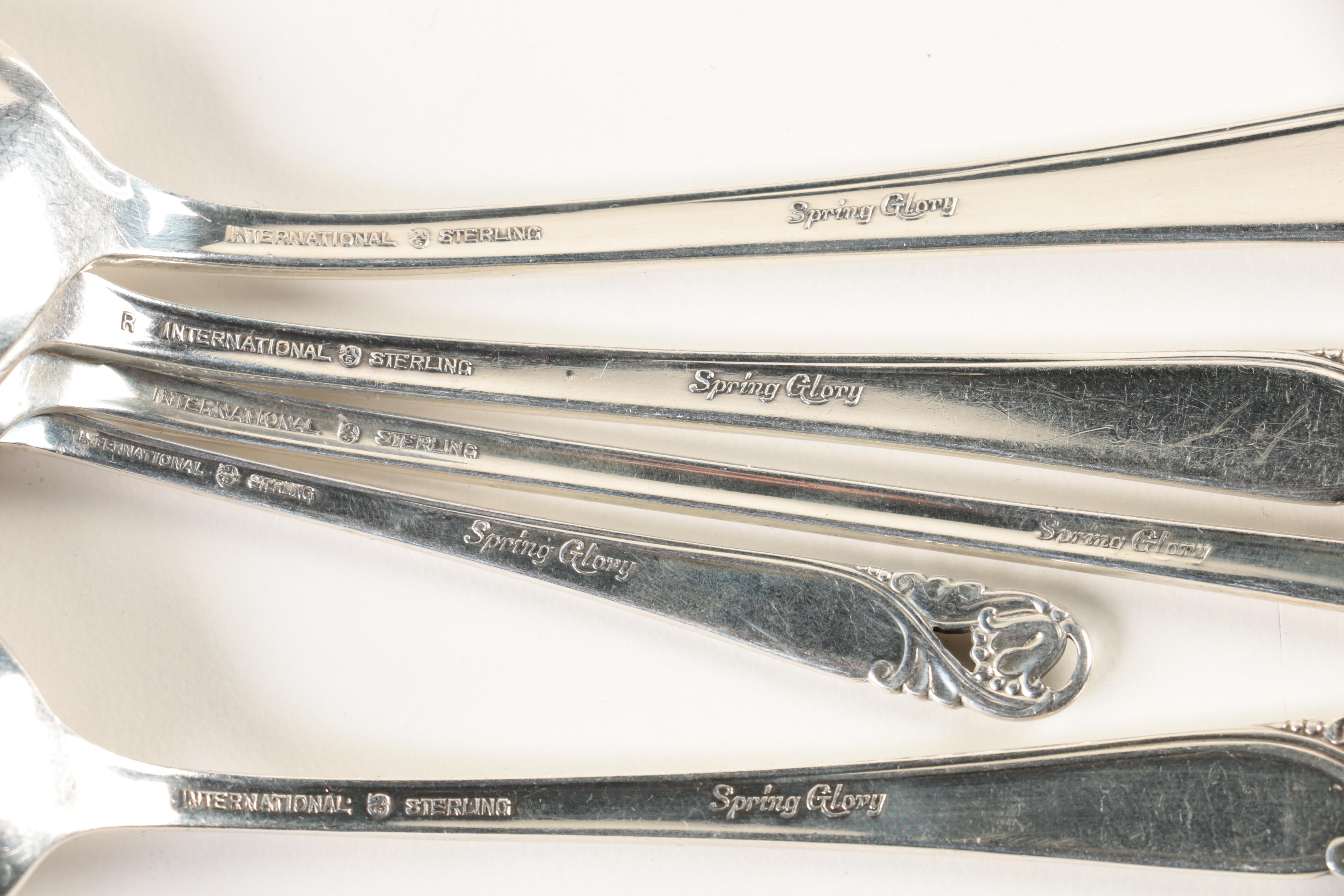 International Silver Co. "Spring Glory" Sterling Silver Flatware Set