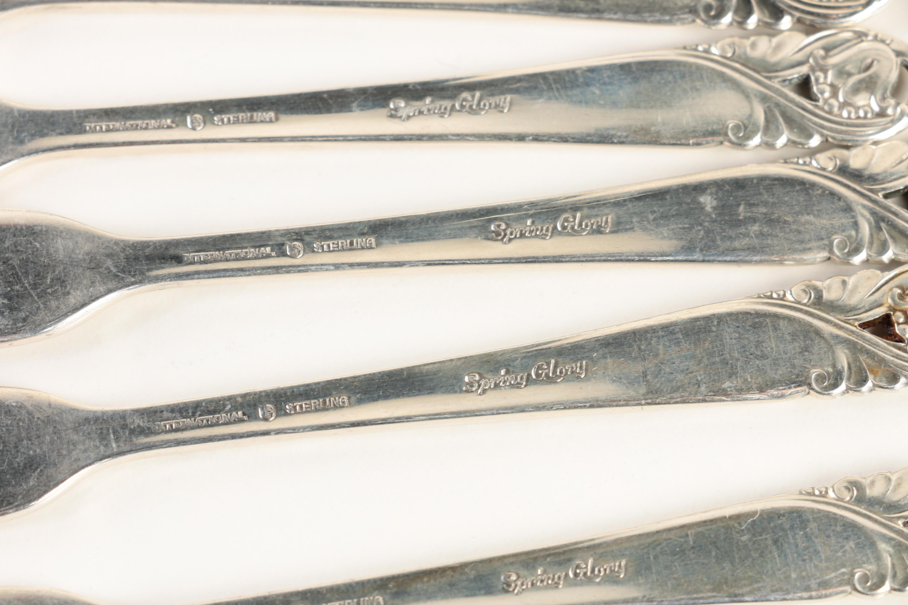 International Silver Co. "Spring Glory" Sterling Silver Flatware Set