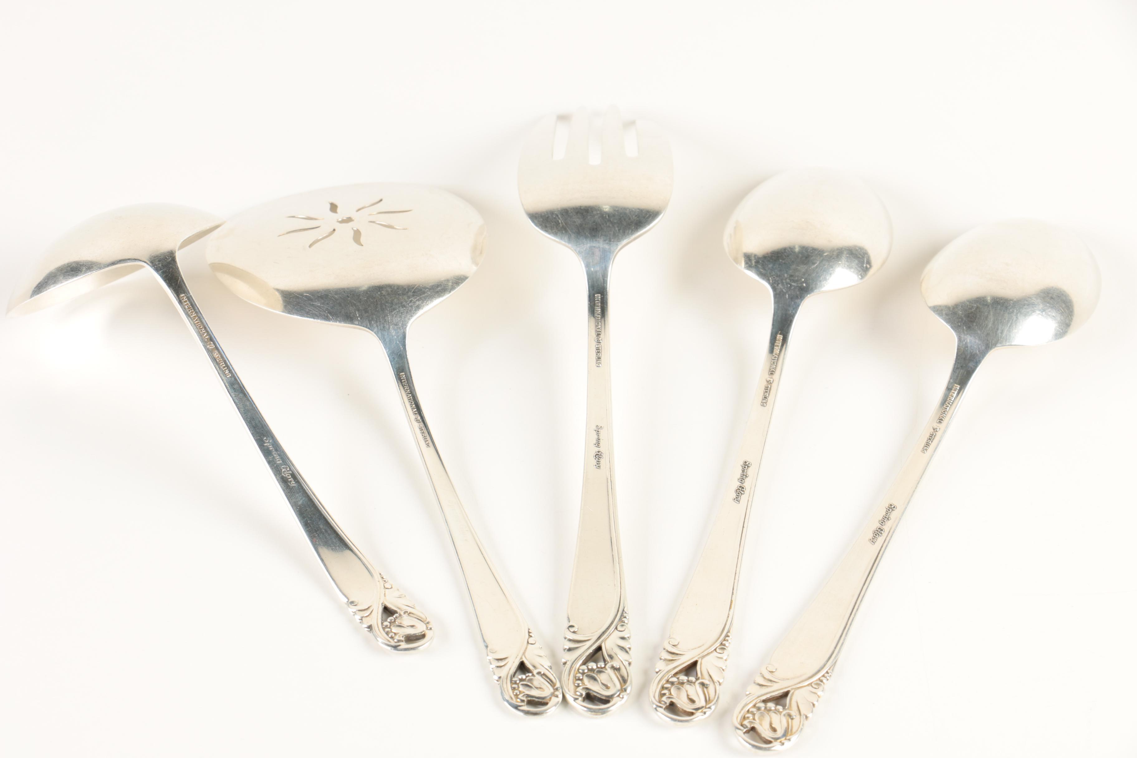 International Silver Co. "Spring Glory" Sterling Silver Flatware Set