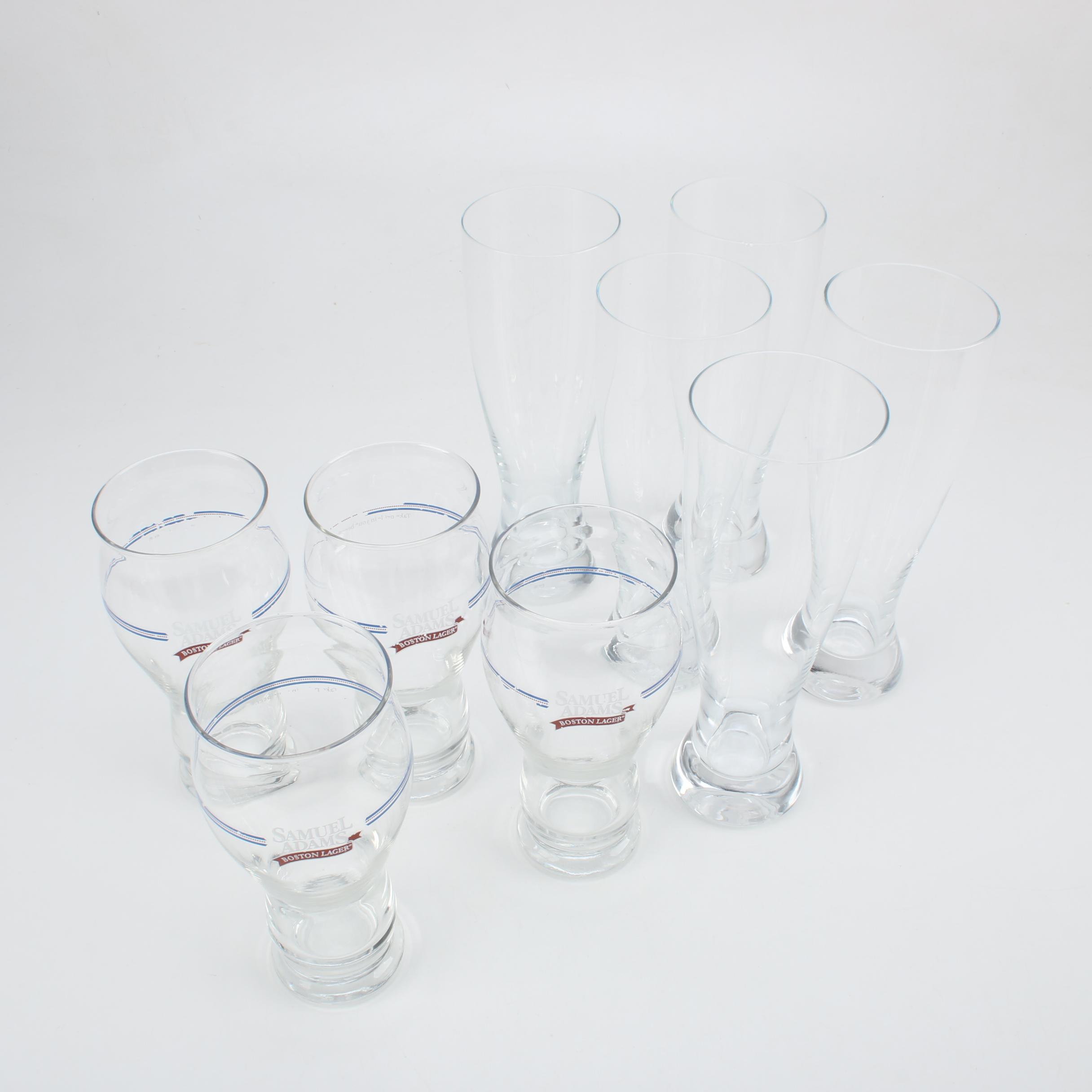 Sam Adams Pint Glasses with Pilsner Glasses
