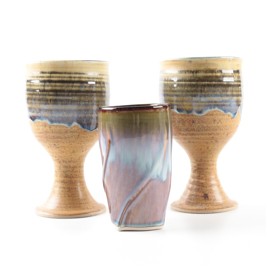 Art Pottery Chalices and a Cup