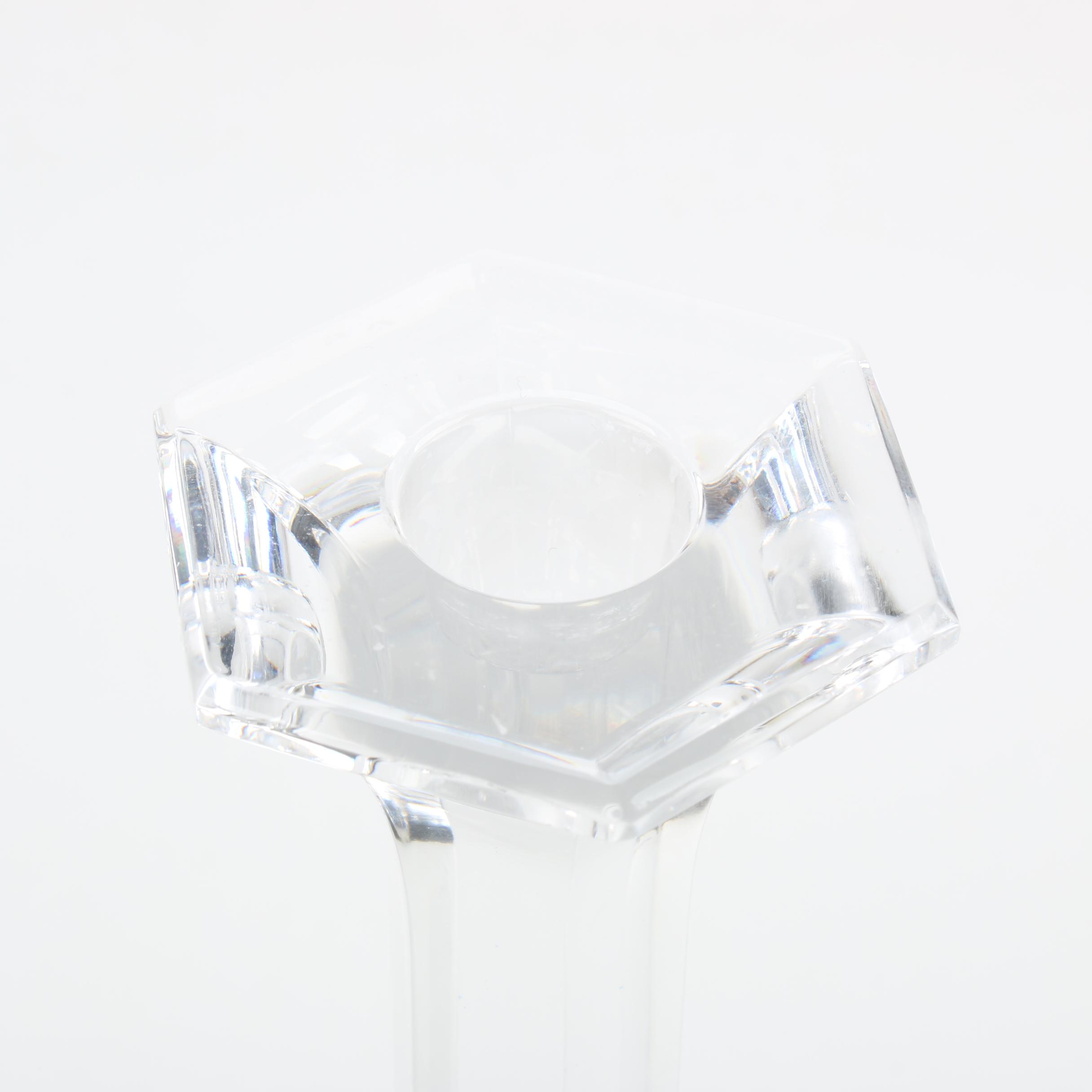 Val St. Lambert Clear Crystal Candlesticks