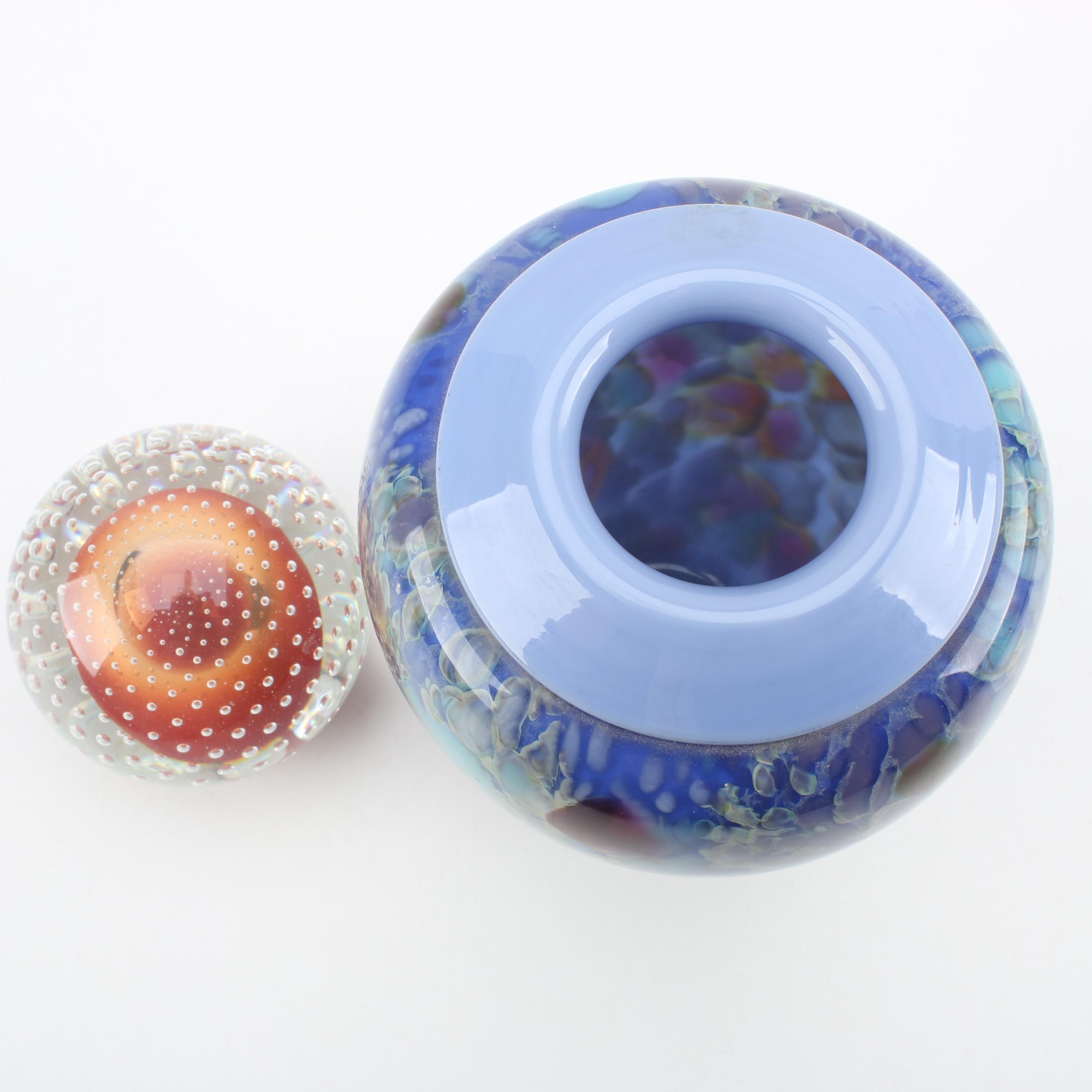 Stephen Powell Style Vase and Mark Matthews Paperweight