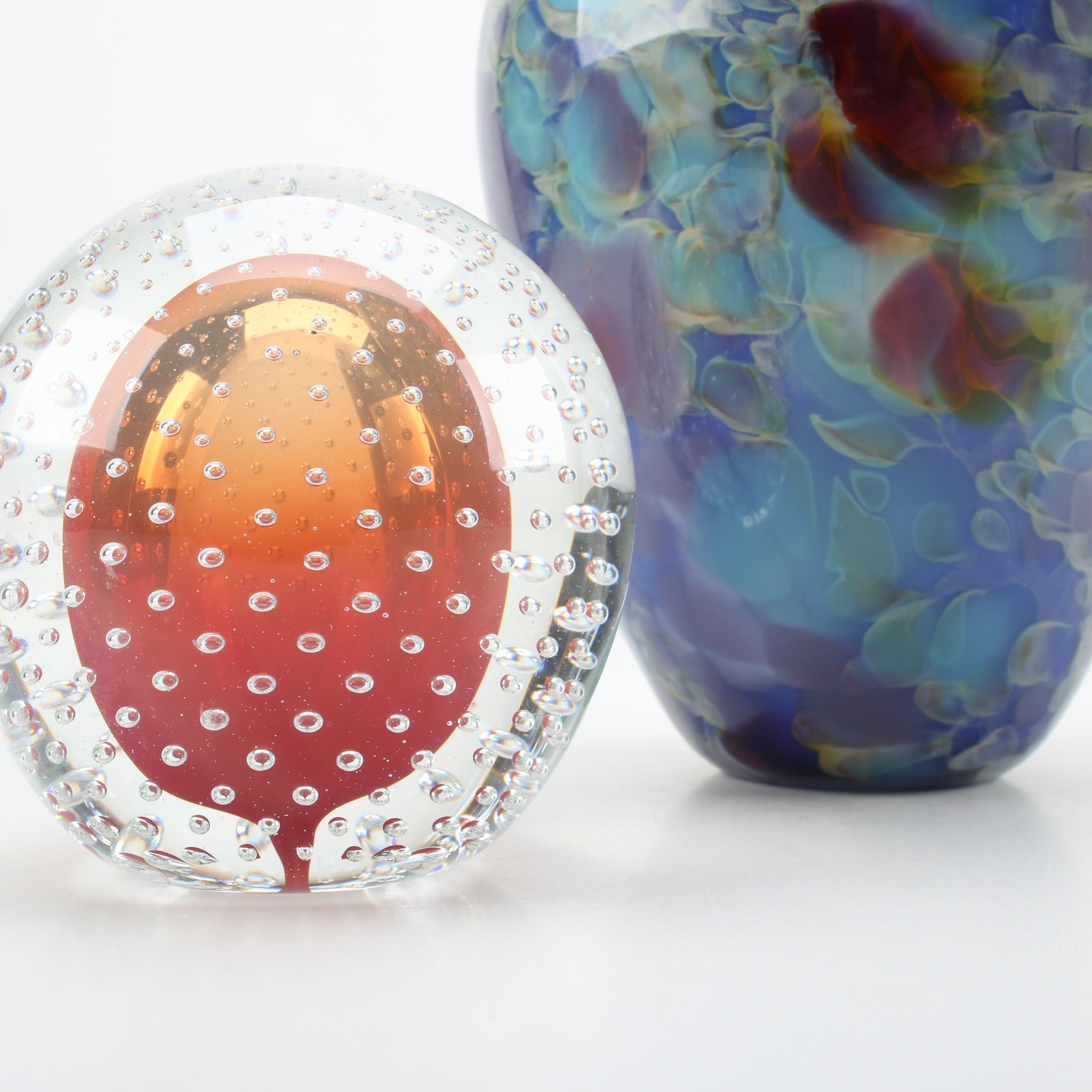 Stephen Powell Style Vase and Mark Matthews Paperweight