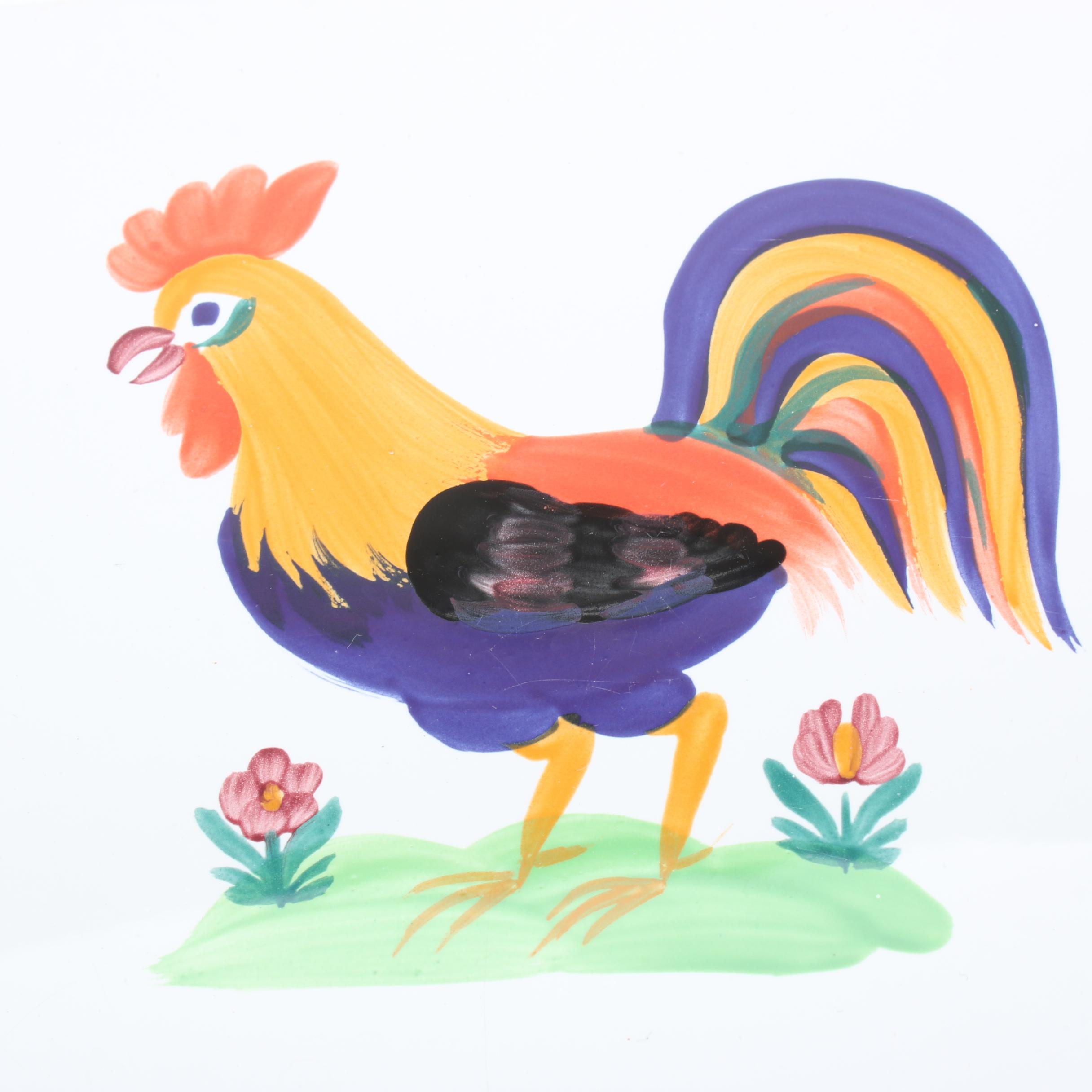 Hand-Painted Village Pottery Serving Platters