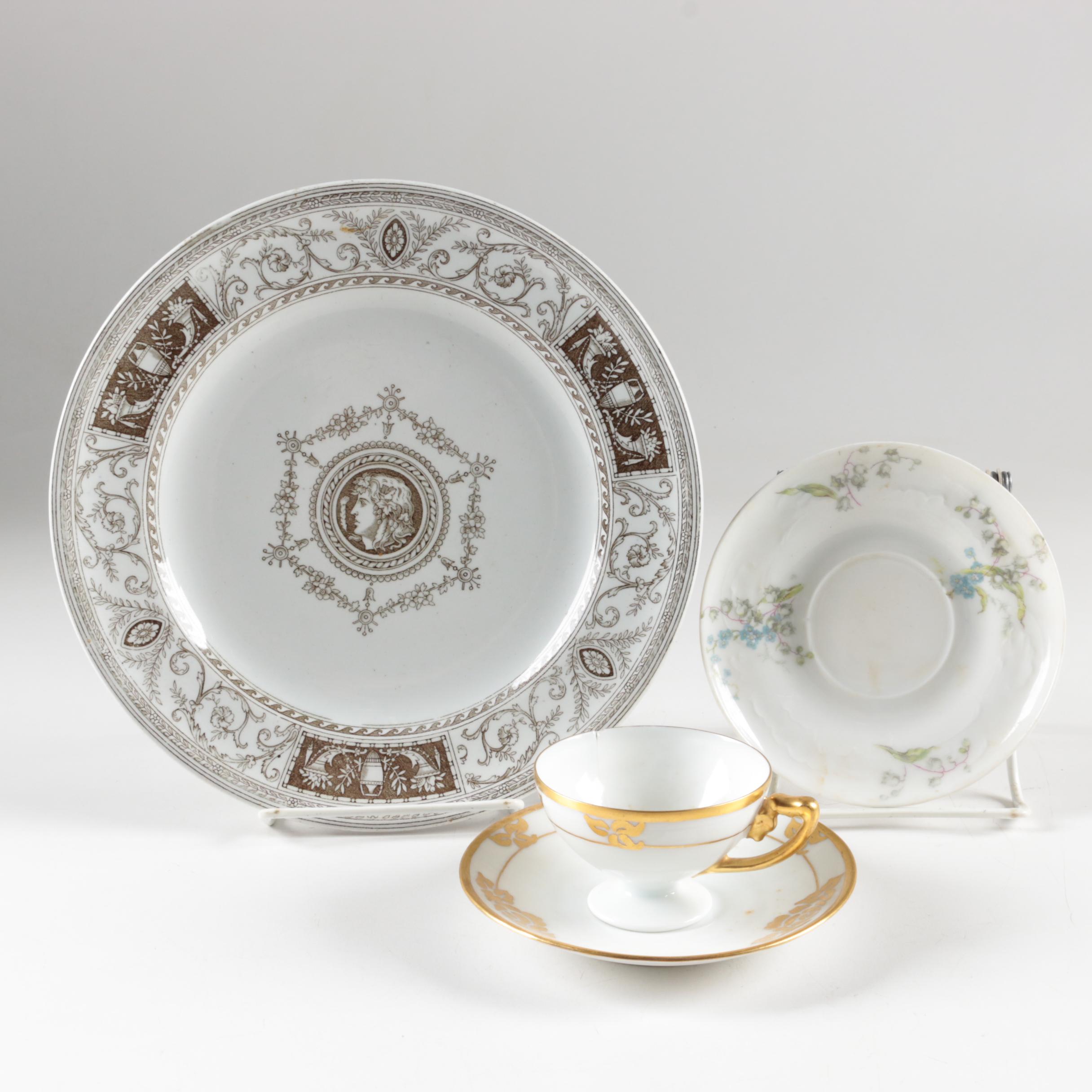 Antique Minton "Clare" Plate and Other Tableware