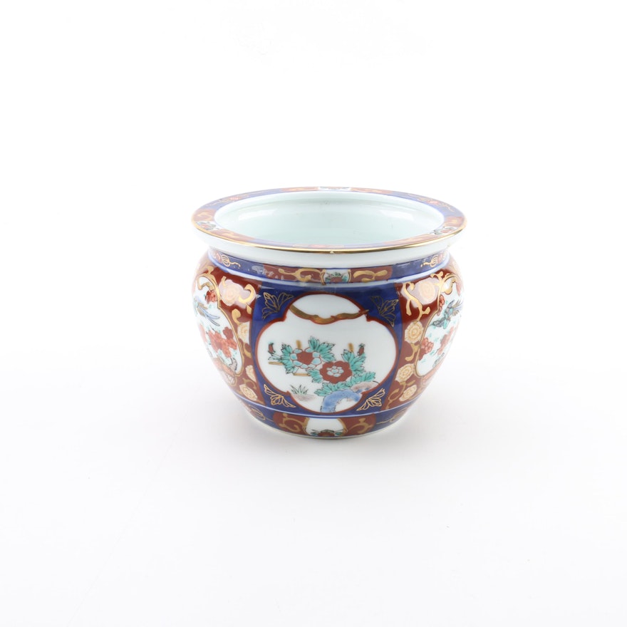 Gold Imari Hand-Painted Japanese Porcelain Jardiniere