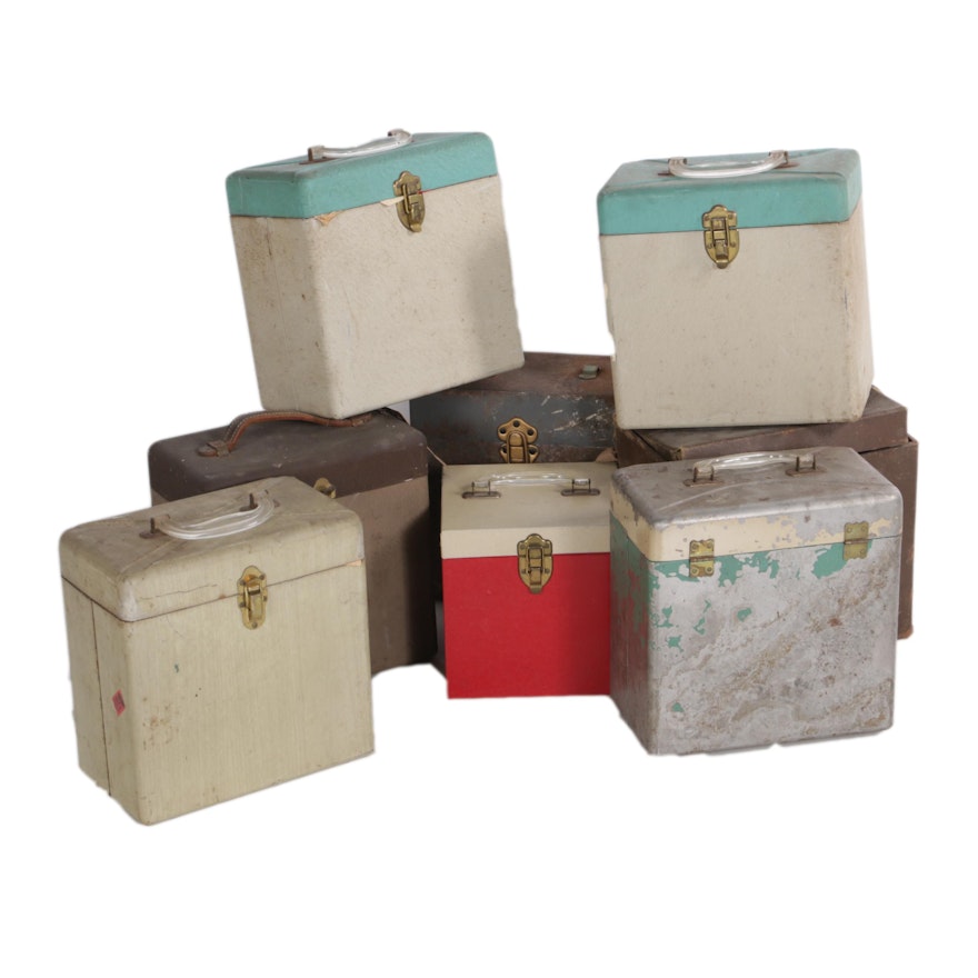 Vintage 45 rpm and 78 rpm Records in Hard Cases
