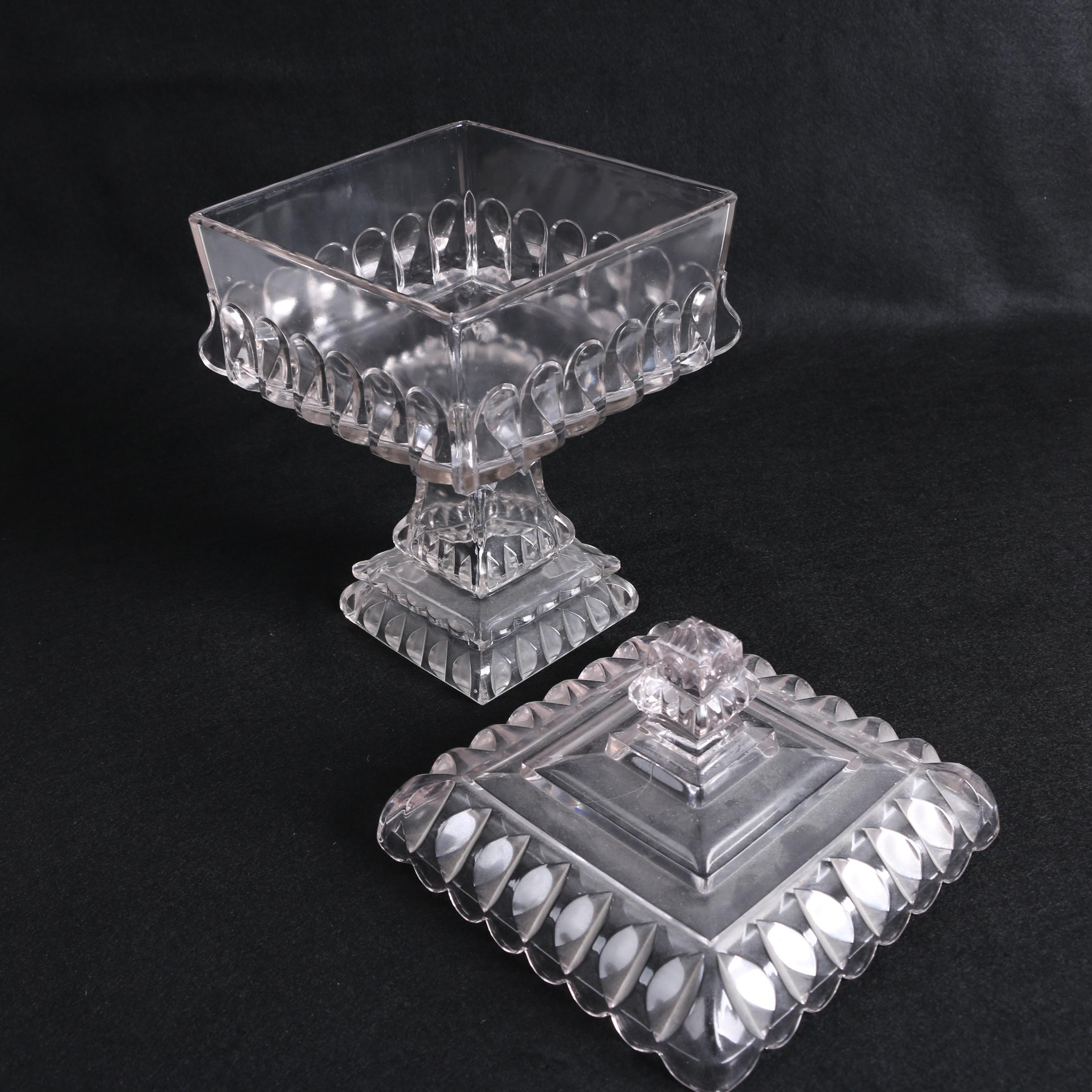 Adams & Co. "Crystal Wedding" Lidded Compote and Lidded Dish, Circa 1919