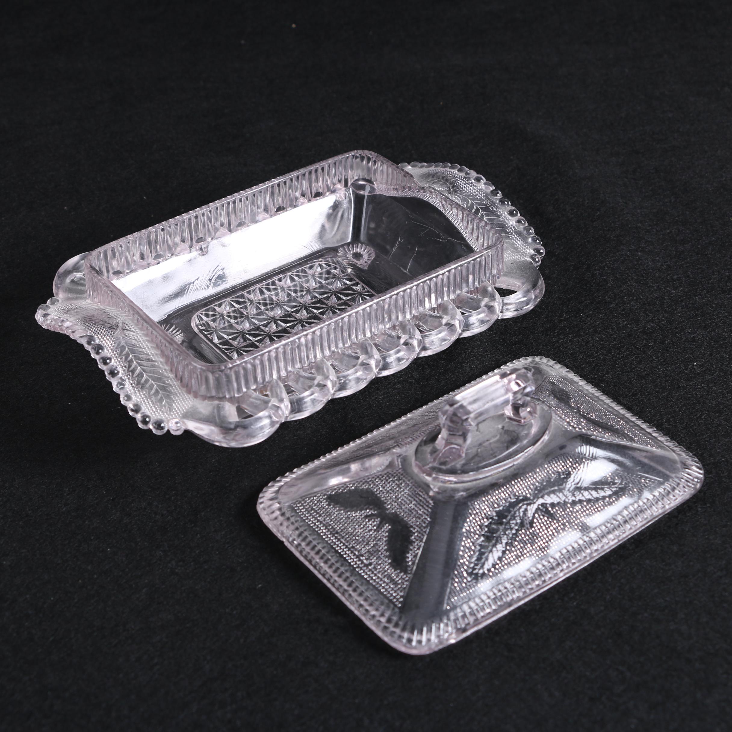 Adams & Co. "Crystal Wedding" Lidded Compote and Lidded Dish, Circa 1919