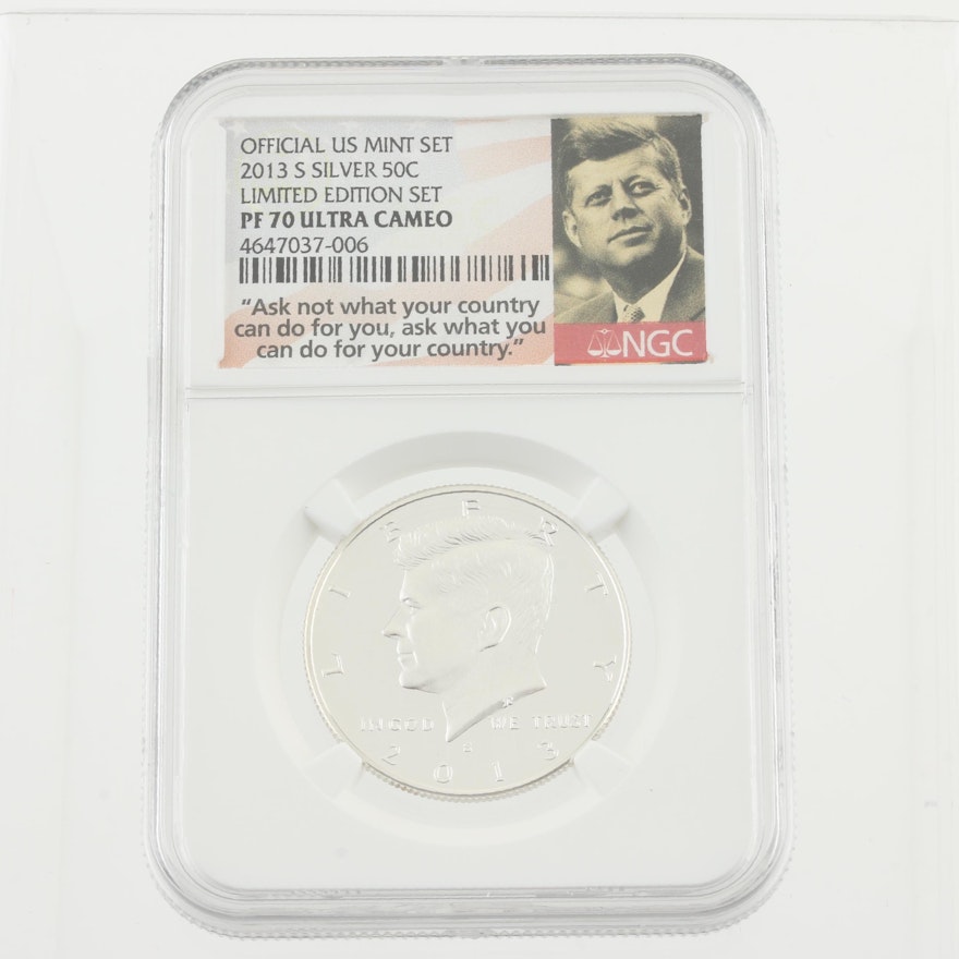 NGC Graded PF70 Ultra Cameo 2013-S Kennedy Silver Half Dollar