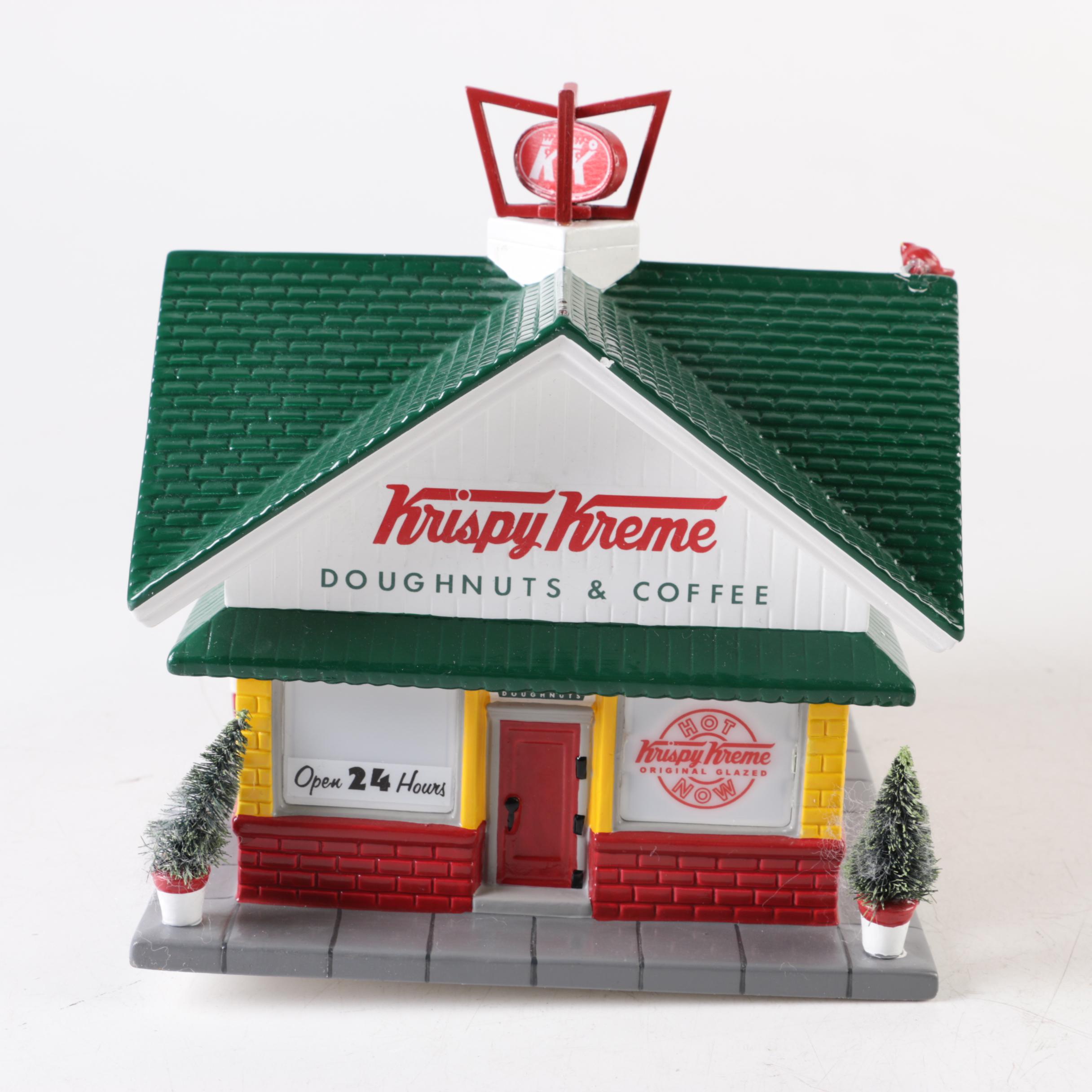 Department 56 Krispy Kreme Miniature Light Up Snow Village Building