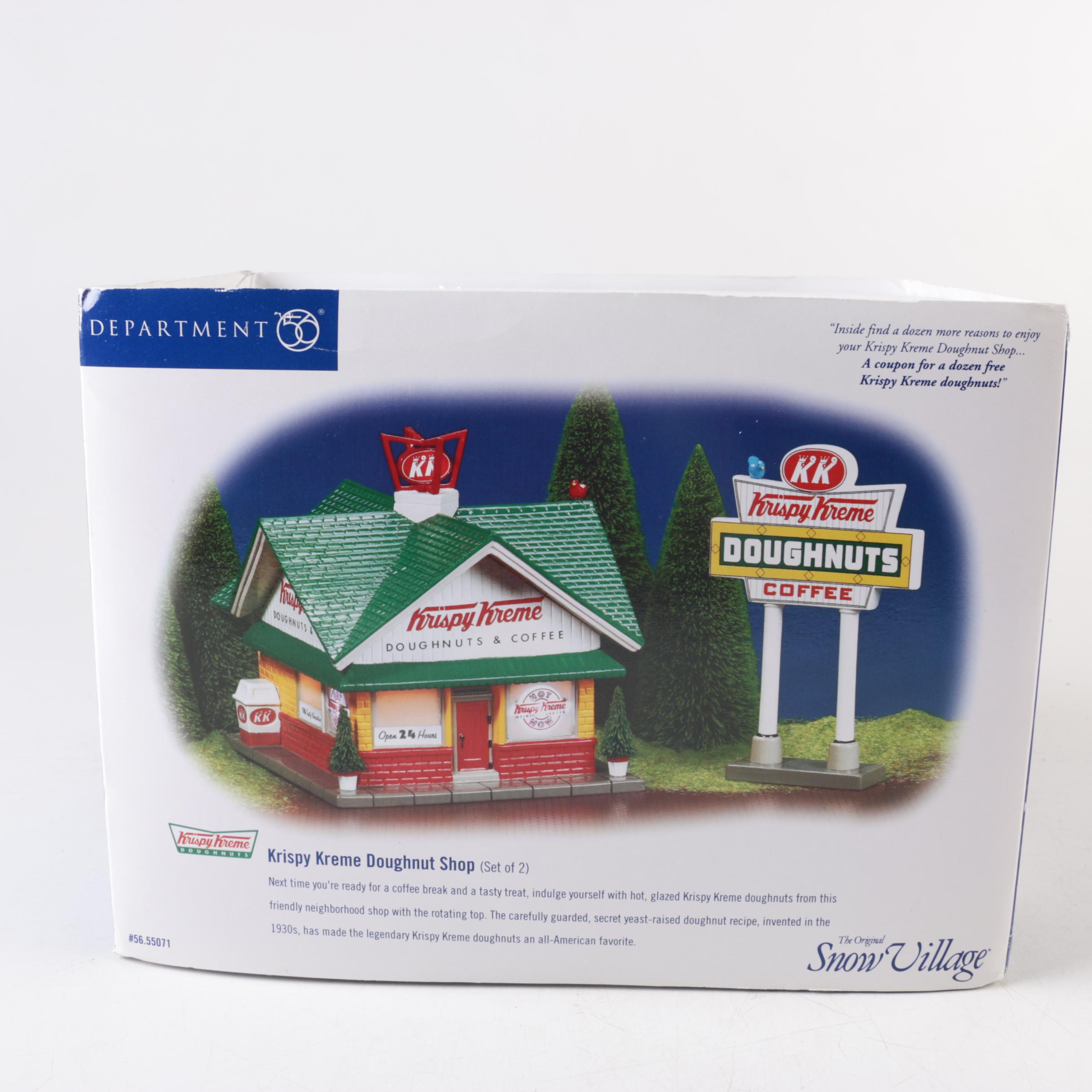 Department 56 Krispy Kreme Miniature Light Up Snow Village Building