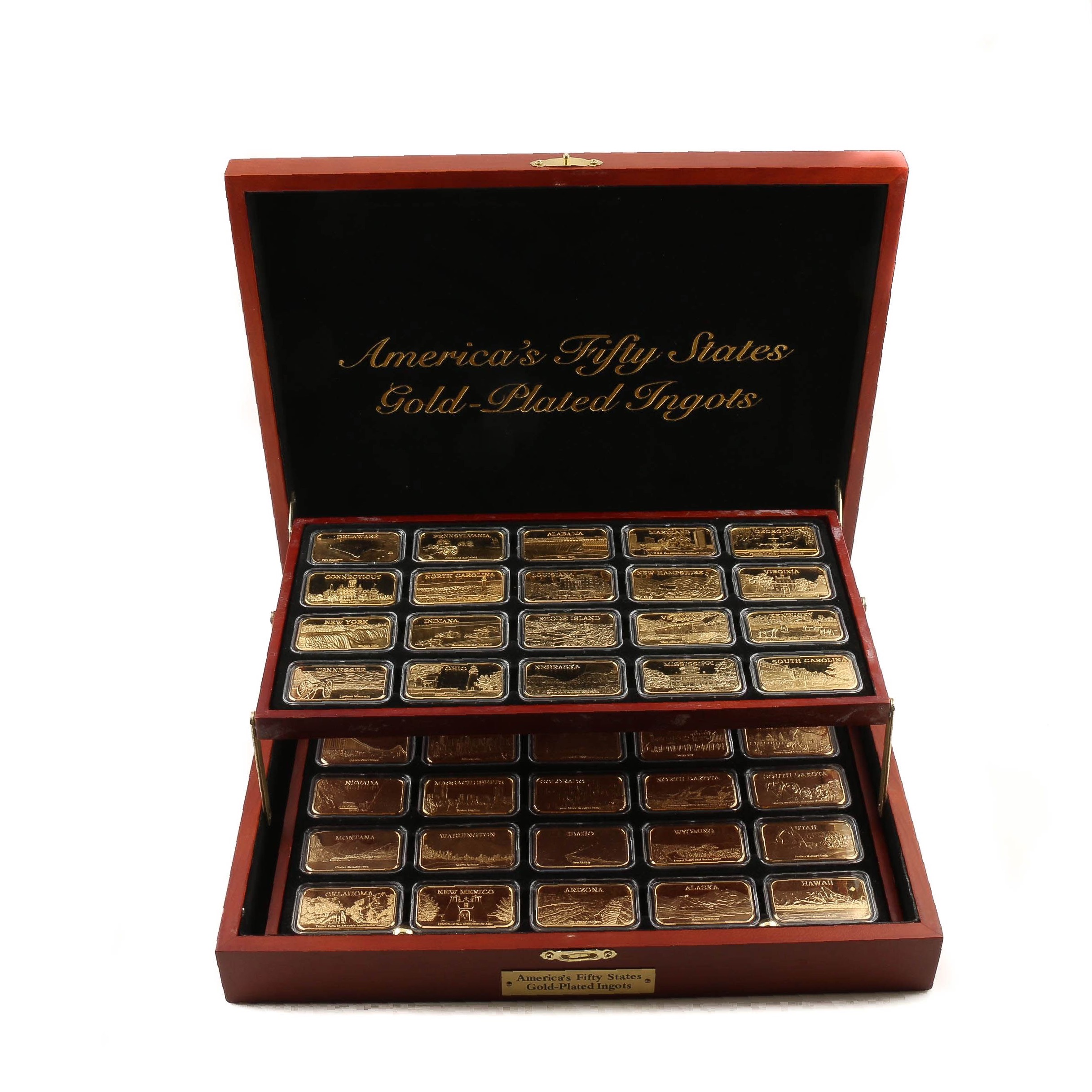 "America's Fifty States Gold-Plated Ingots" Set