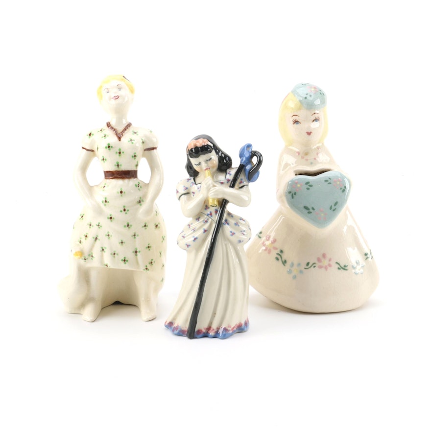 Goose Gal, Flute Girl and Heart Girl Figurines