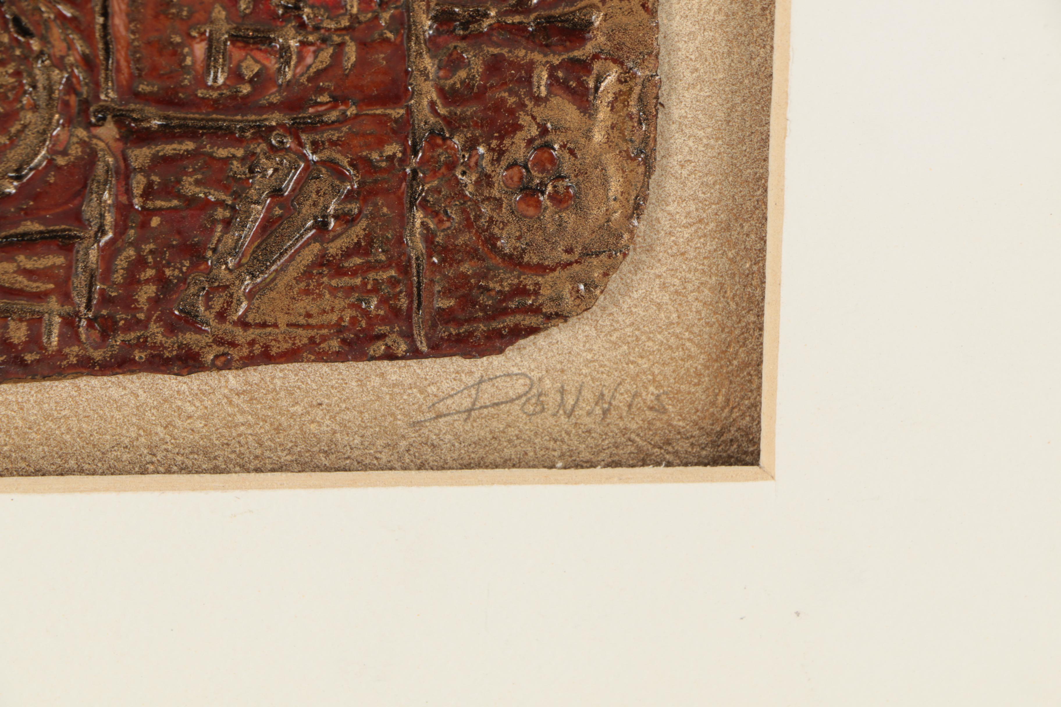 Dennis-Signed Abstract Collagraph on Paper