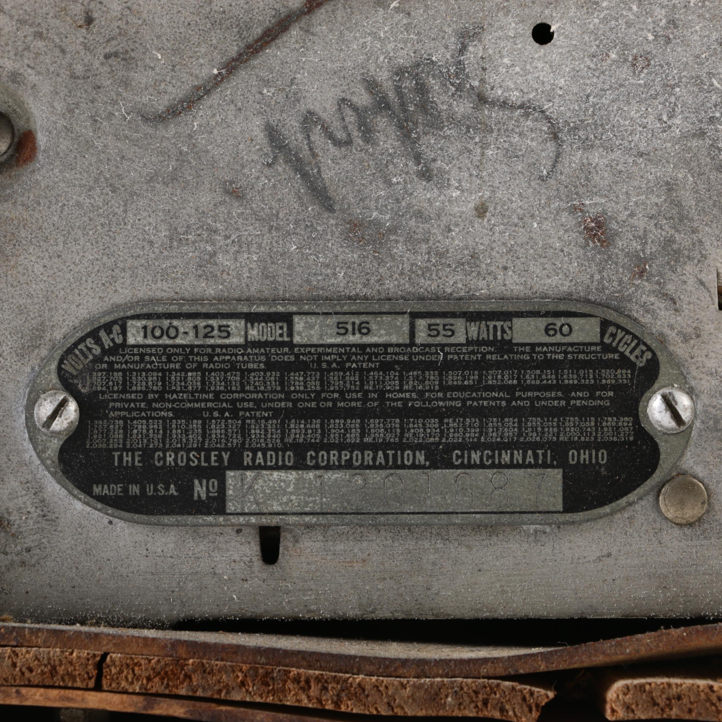 1936 Crosley Model 516 Radio