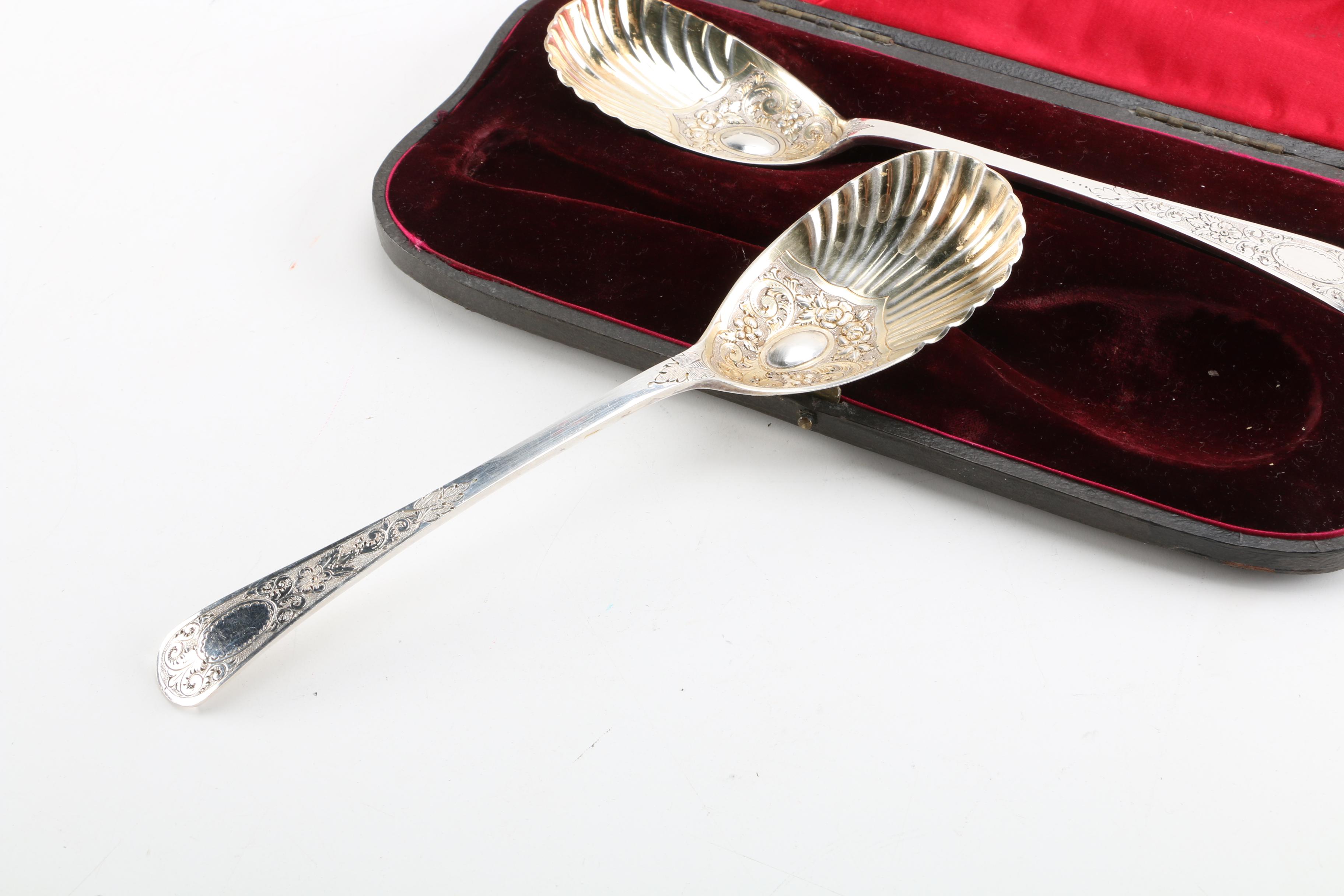 Antique Martin, Hall & Co. Silver Plate Serving Spoons