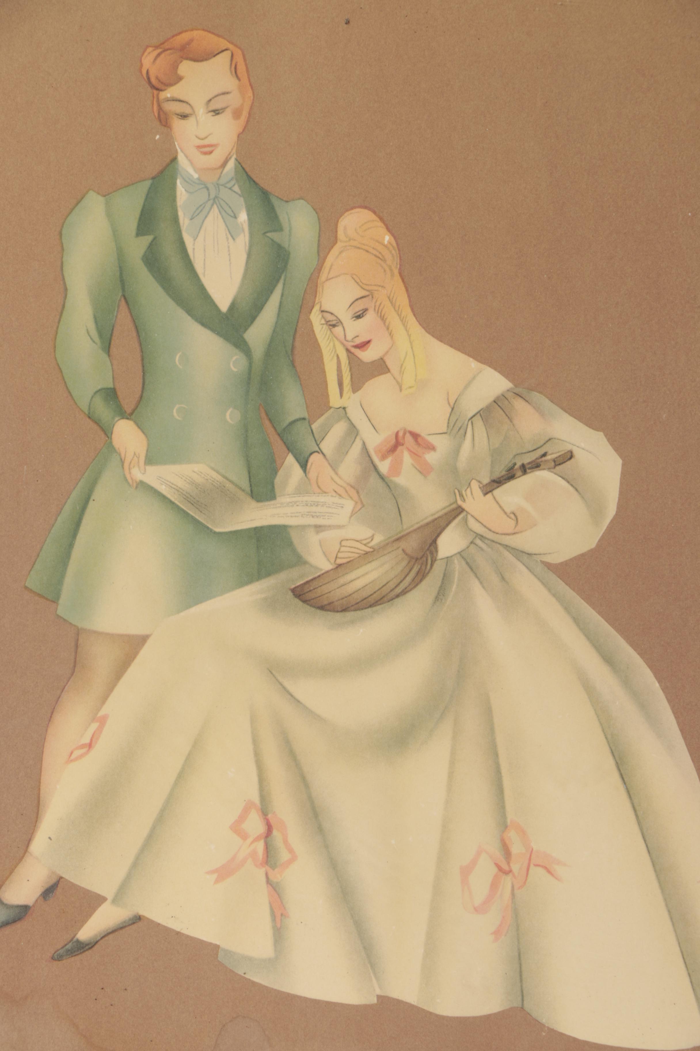 Offset Lithographs After Brewster of Victorian Courtship Scenes