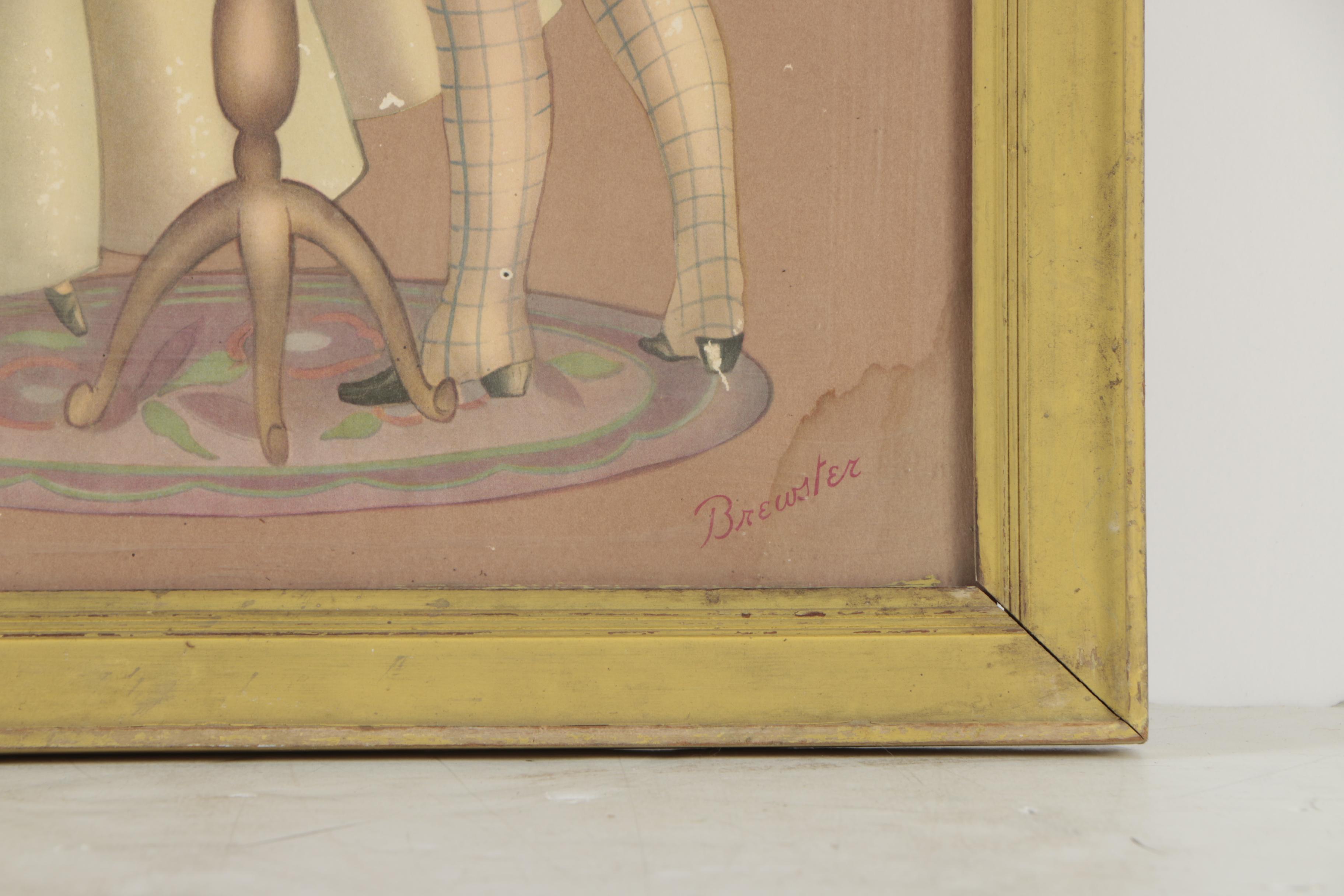 Offset Lithographs After Brewster of Victorian Courtship Scenes