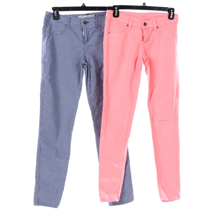 Women's Carmar Coral-Colored and Abercrombie & Fitch Gingham Pants