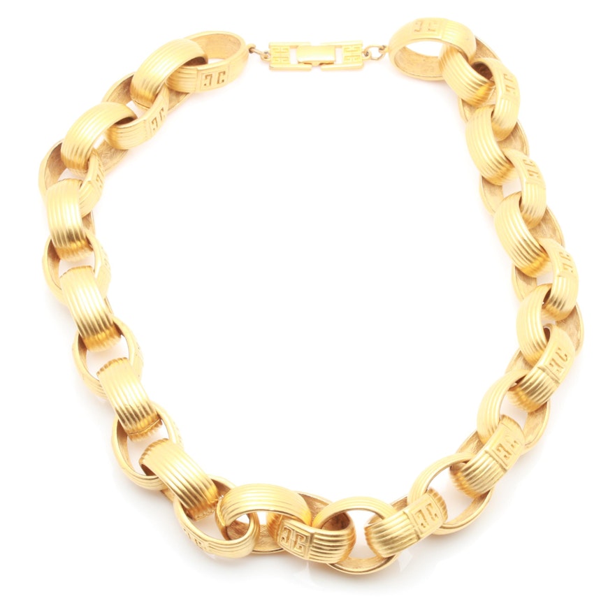 Givenchy Gold Toned Link Statement Necklace